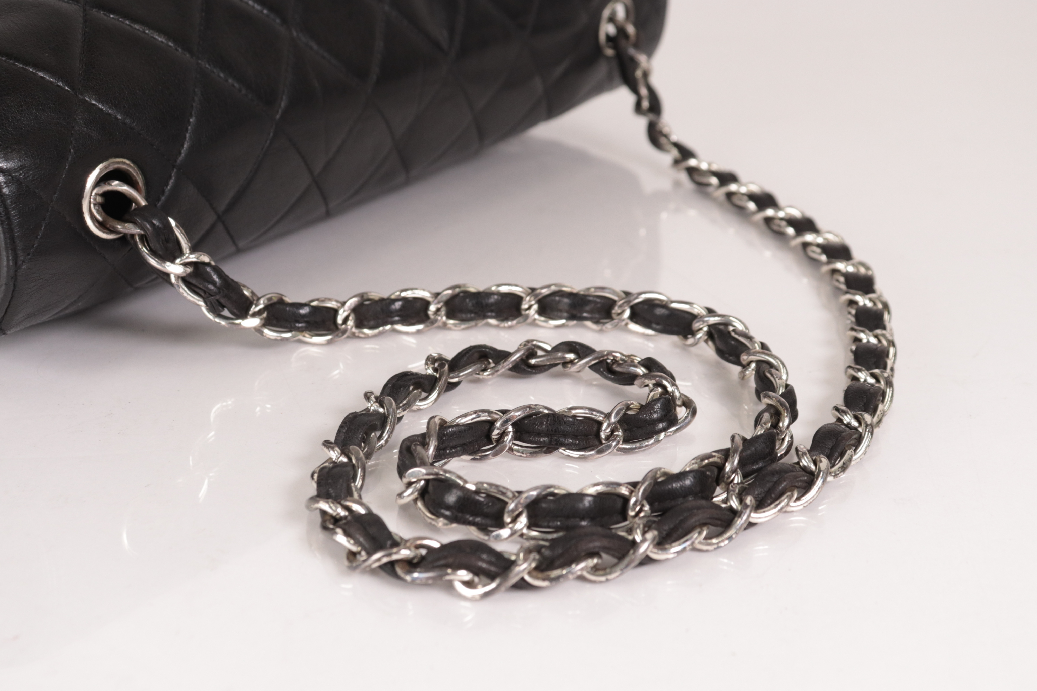 Turnlock Lambskin Chain Shoulder Bag, W30, Silver Hardware, Series 5 (5-series) — view 7