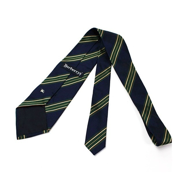 silk tie, navy stripe — view 2
