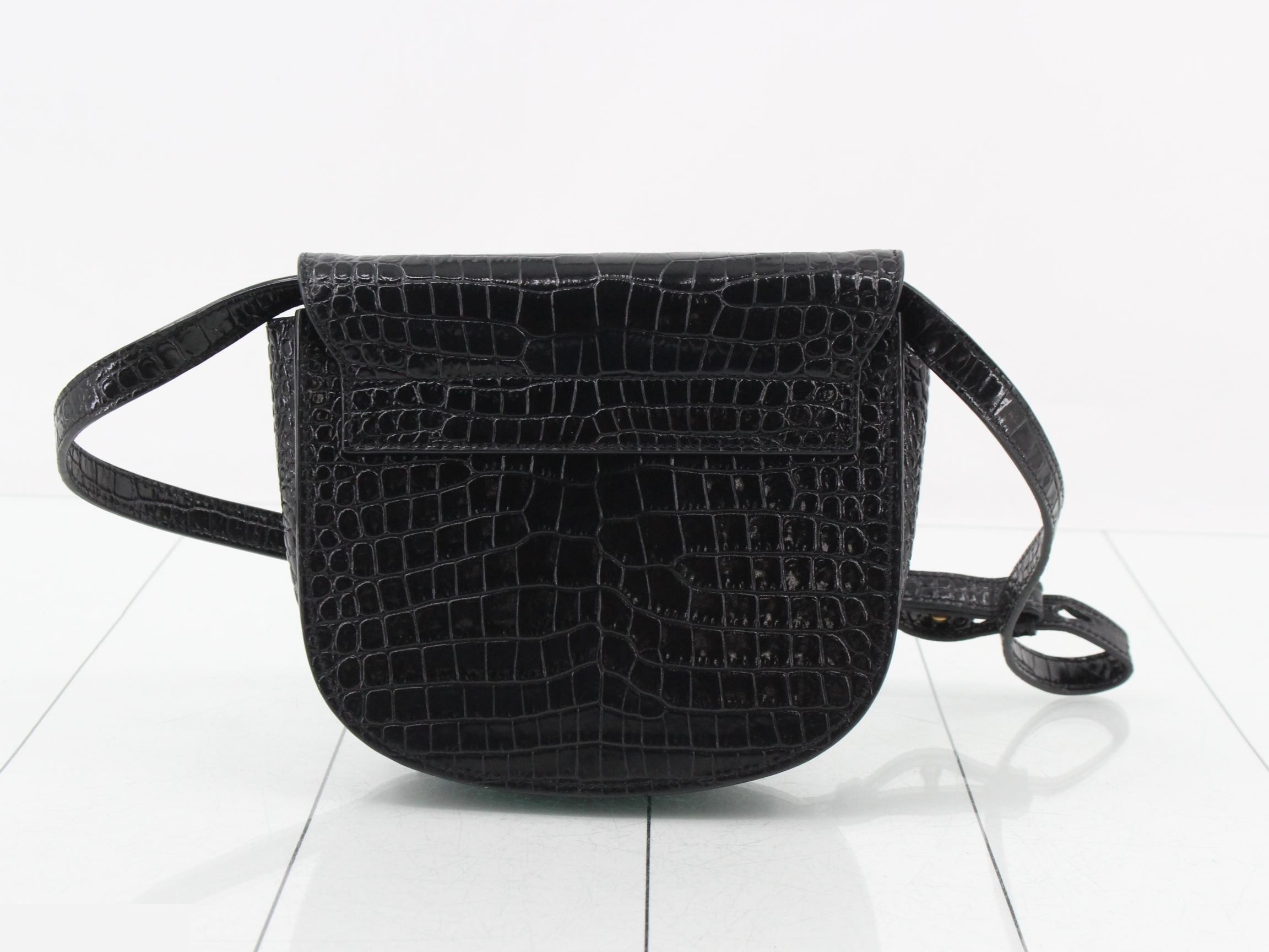Kaia Crocodile Embossed Shoulder Bag — view 2