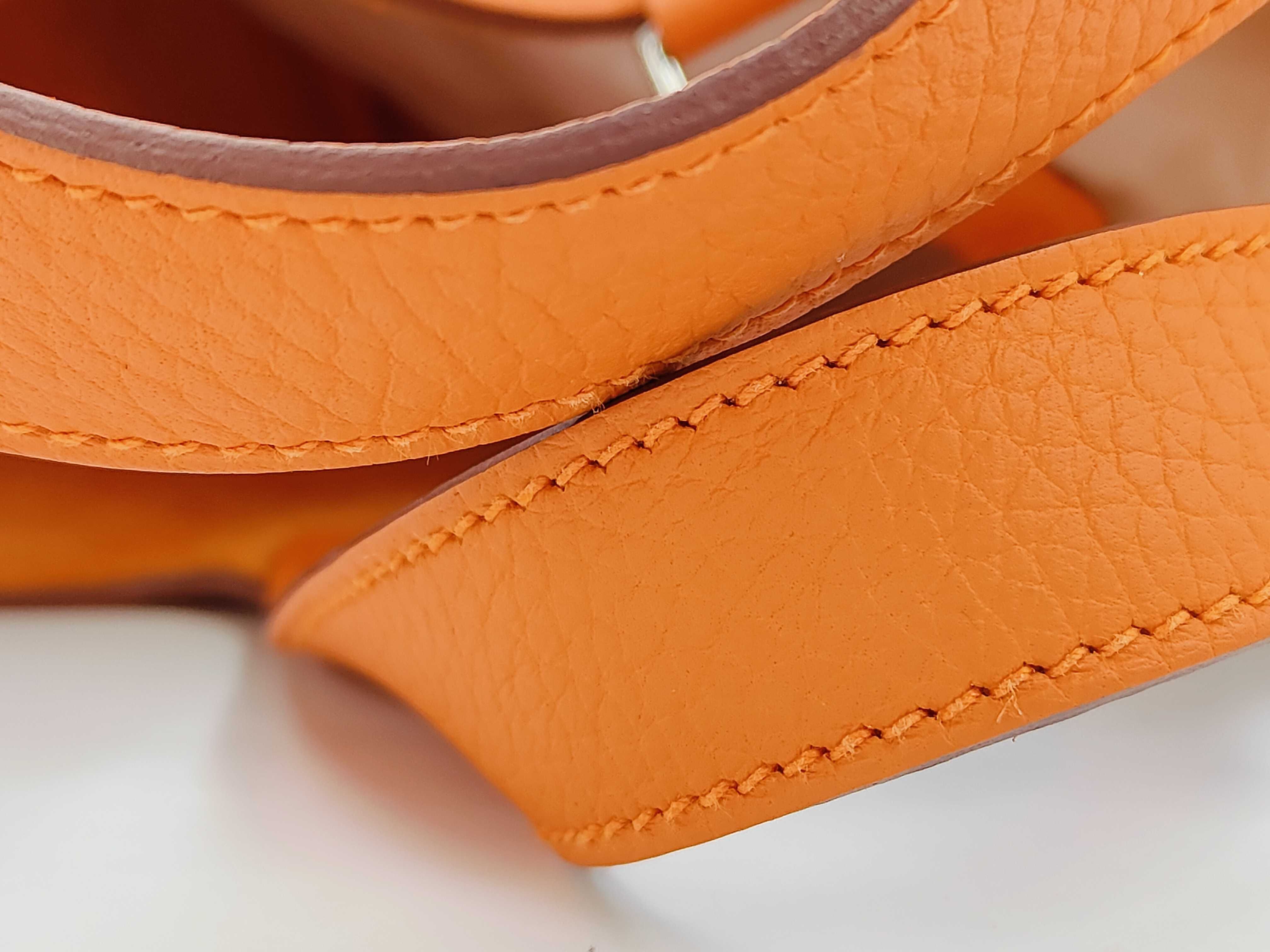 Picotin Lock PM Togo Orange Silver Hardware P Handbag — view 4