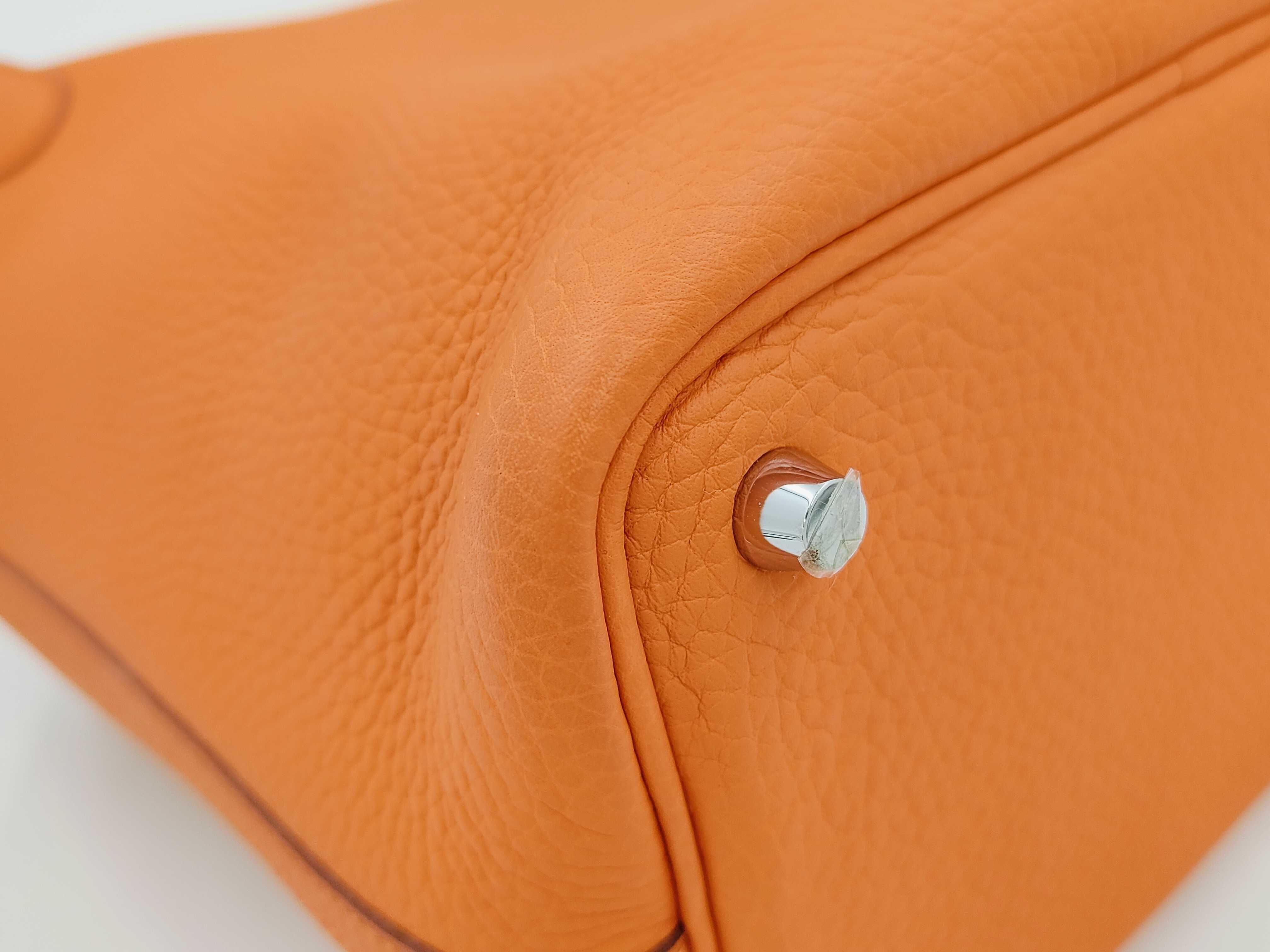 Picotin Lock PM Togo Orange Silver Hardware P Handbag — view 6