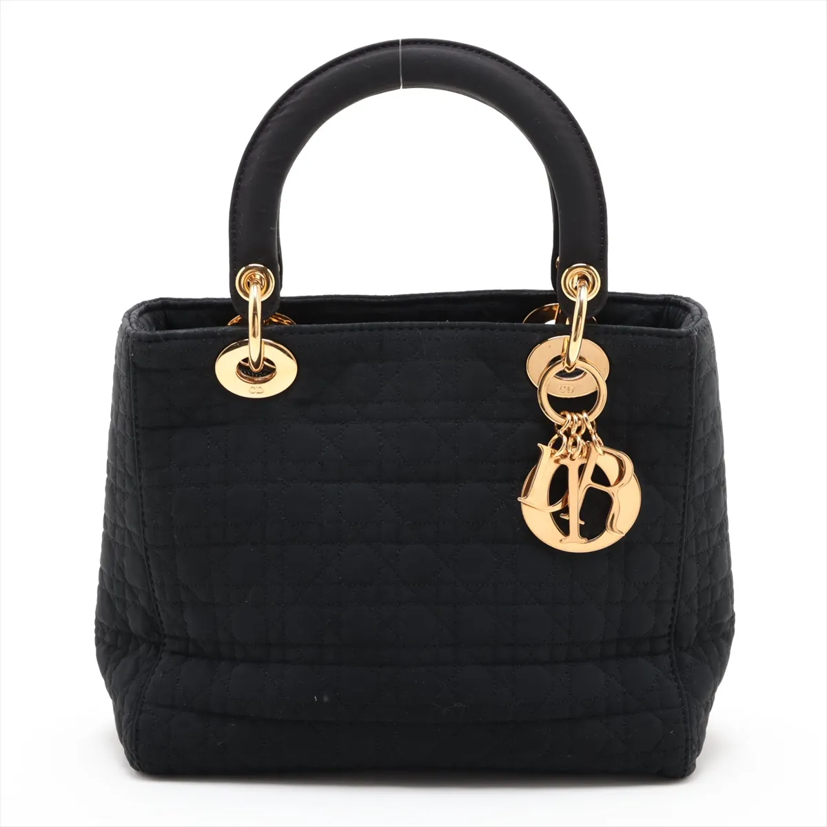 Lady Dior Cannage Nylon Handbag, Black