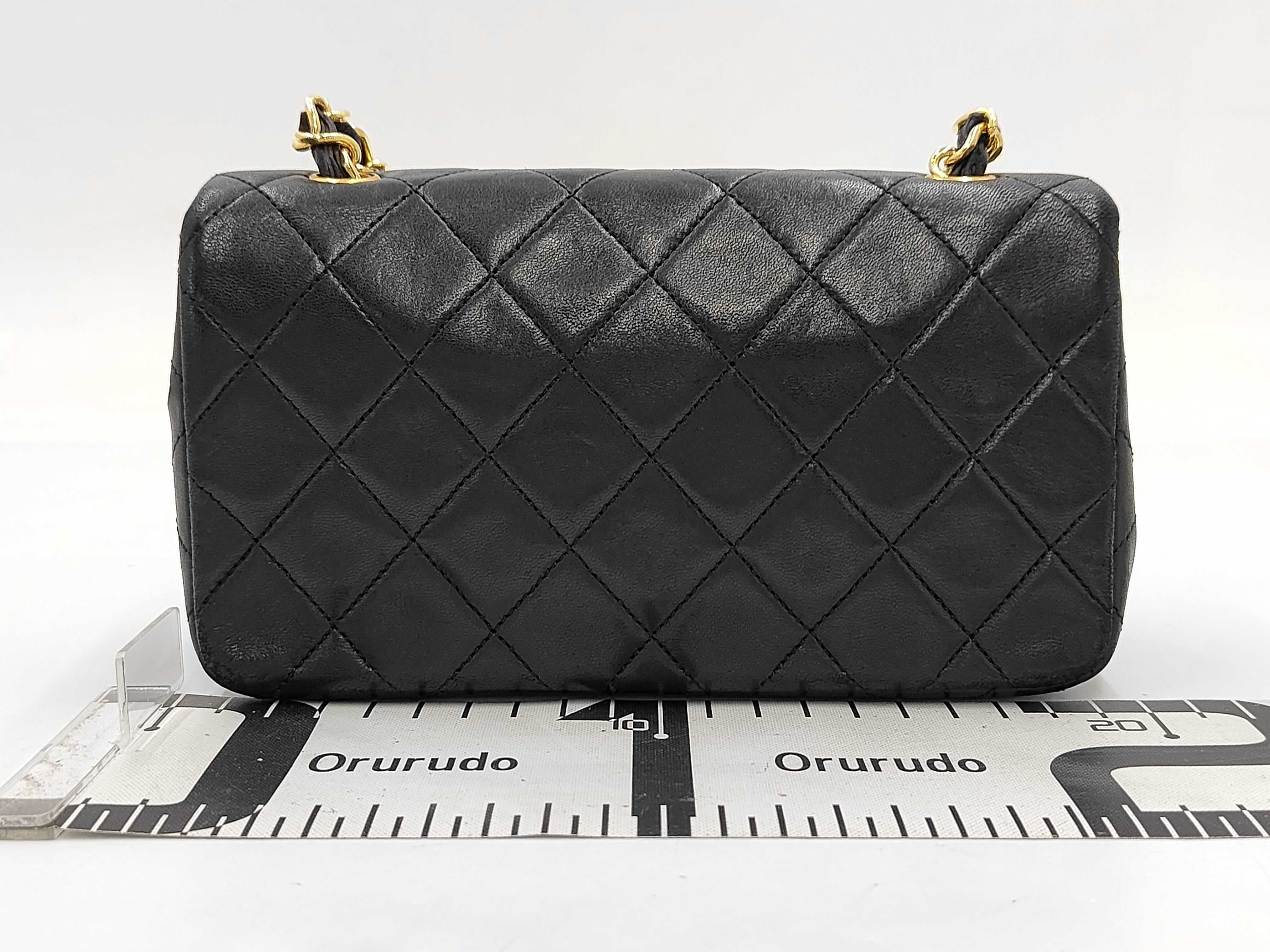 Lambskin Mini Matelassé Full Flap Black Chain Shoulder Bag (with seal) — view 2