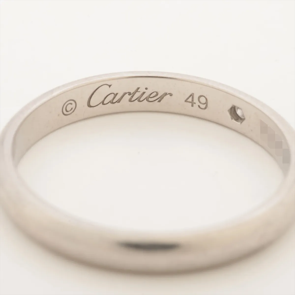 Wedding 1P Diamond Ring, Pt950, 2.9g, Size 49, Initials PMS250, Distortion — view 3