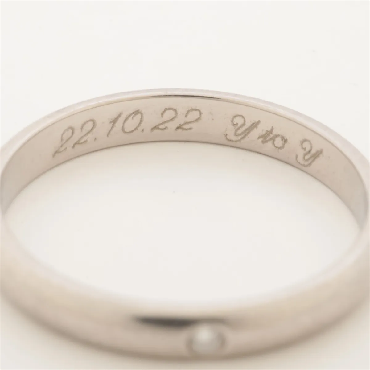 Wedding 1P Diamond Ring, Pt950, 2.9g, Size 49, Initials PMS250, Distortion — view 5