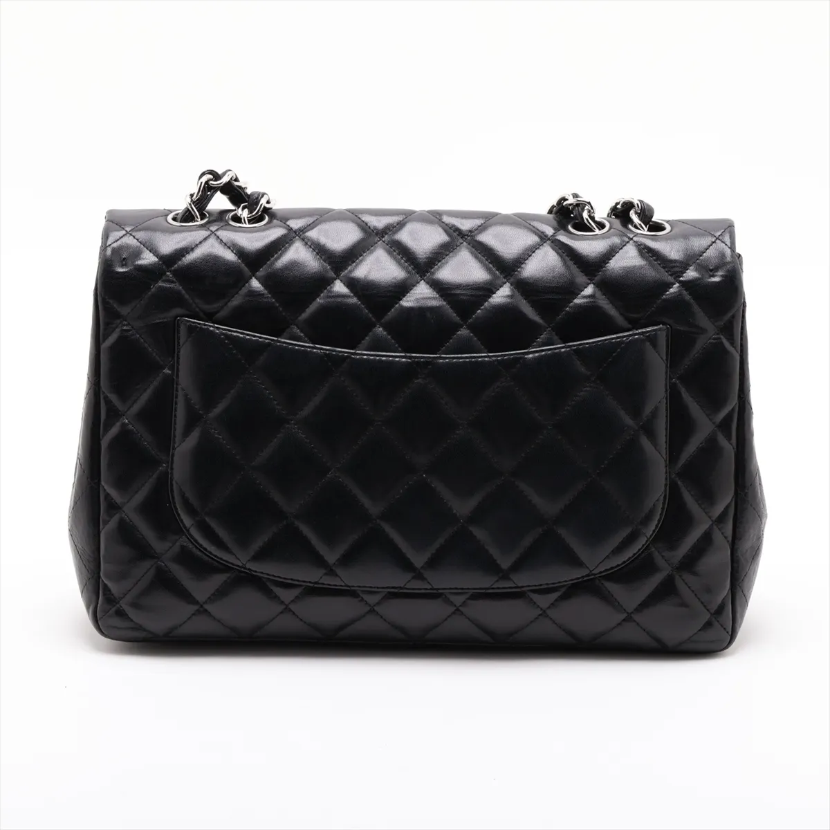 Large Matelassé 30 Lambskin Single Flap Double Chain Bag, Black with Silver Hardware, 13245541, Serial Number 13-series, A28600 — view 2