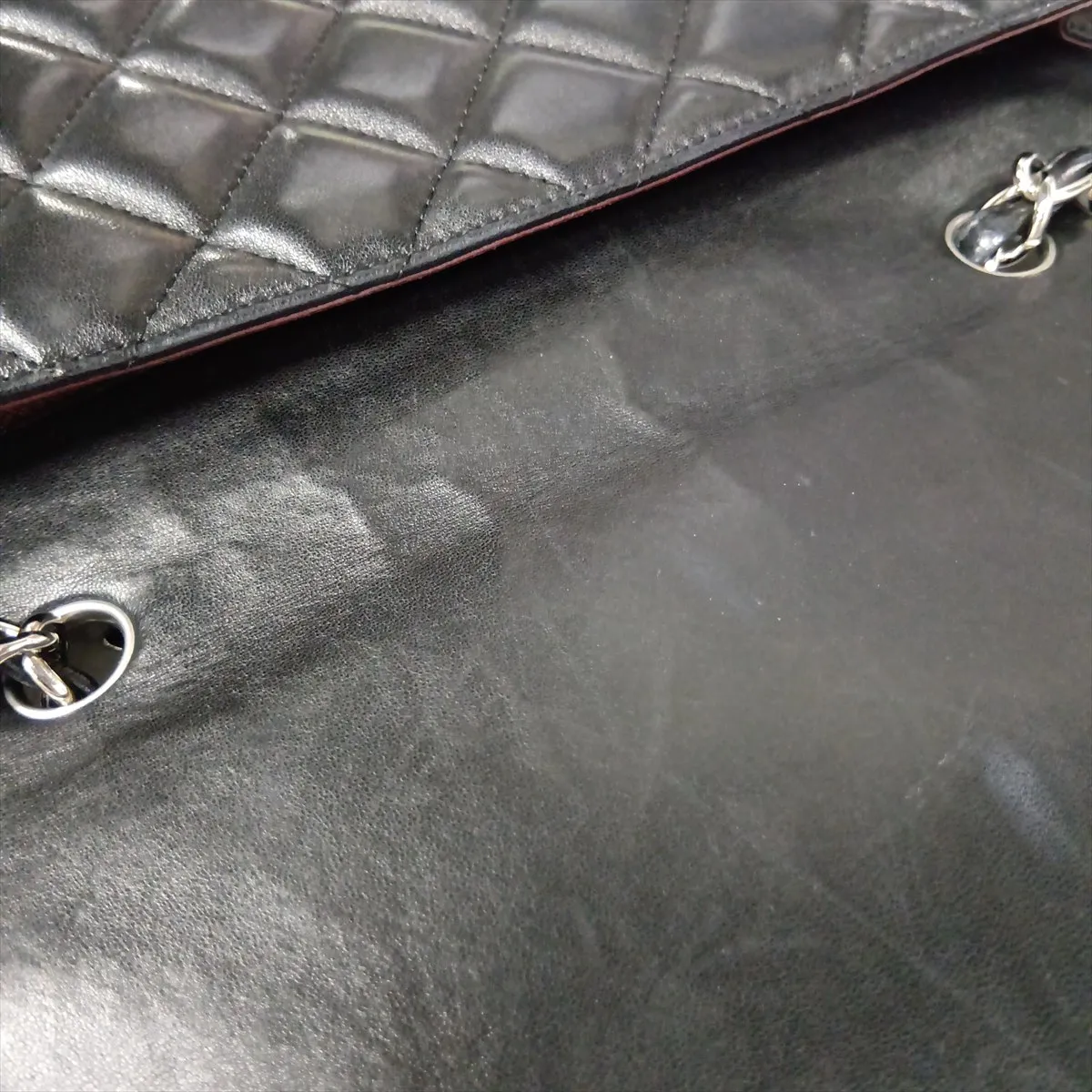 Large Matelassé 30 Lambskin Single Flap Double Chain Bag, Black with Silver Hardware, 13245541, Serial Number 13-series, A28600 — view 14
