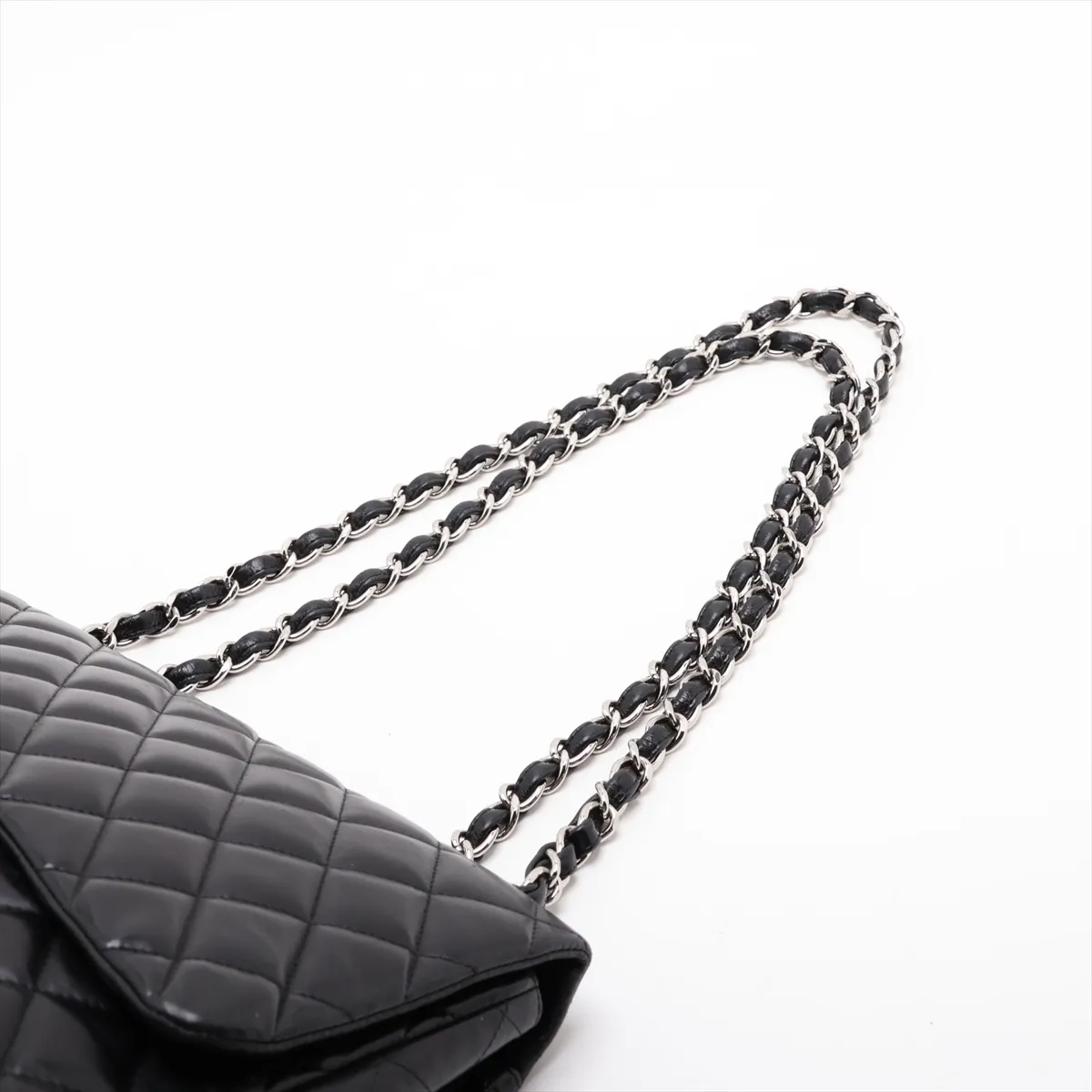 Large Matelassé 30 Lambskin Single Flap Double Chain Bag, Black with Silver Hardware, 13245541, Serial Number 13-series, A28600 — view 5
