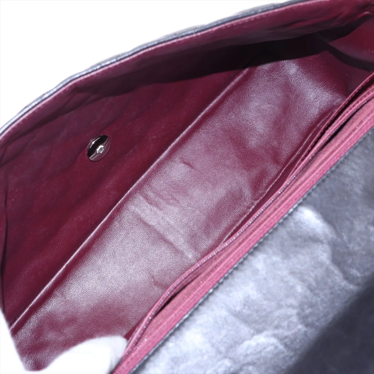 Large Matelassé 30 Lambskin Single Flap Double Chain Bag, Black with Silver Hardware, 13245541, Serial Number 13-series, A28600 — view 6