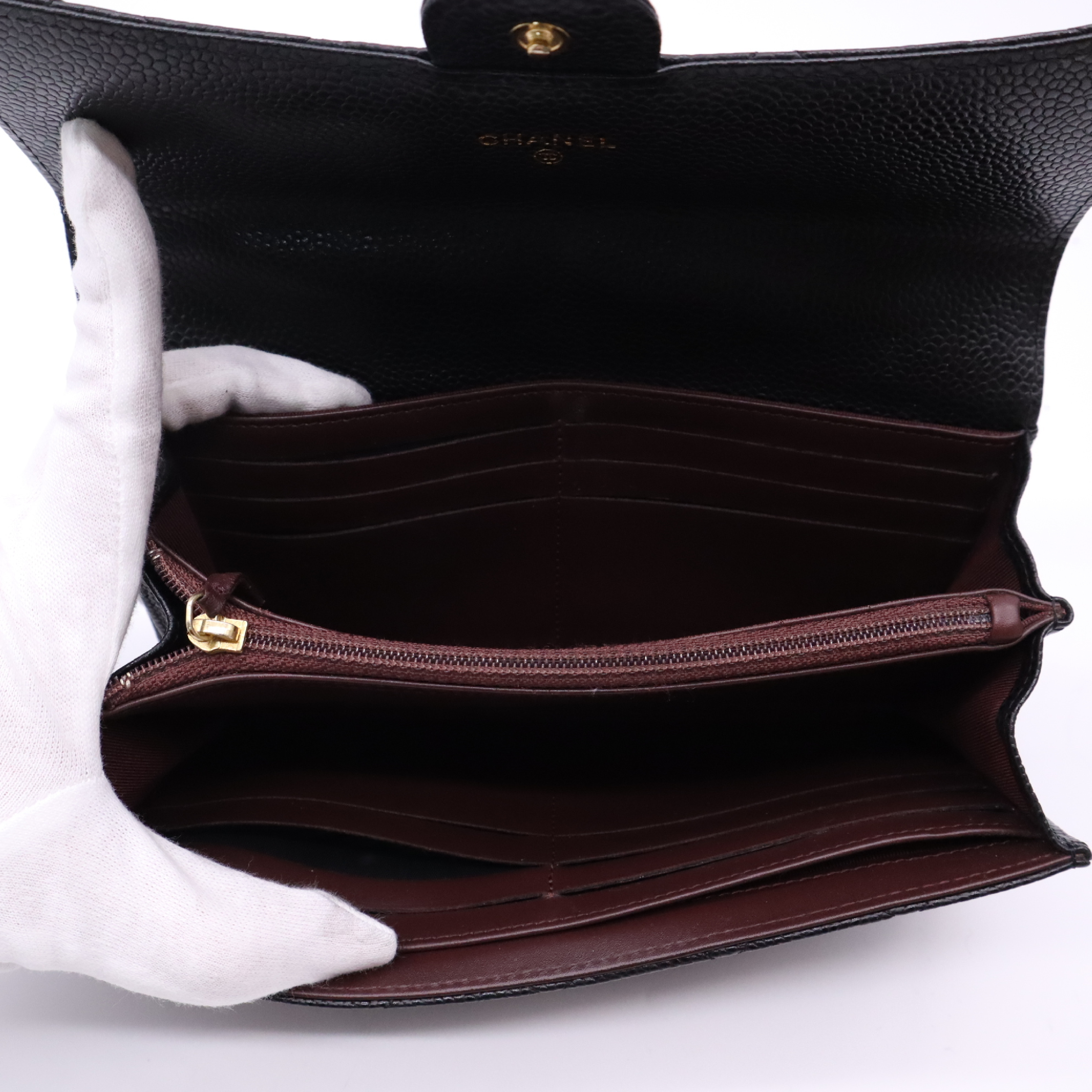 Caviar Skin Matelassé Classic Flap Wallet — view 9