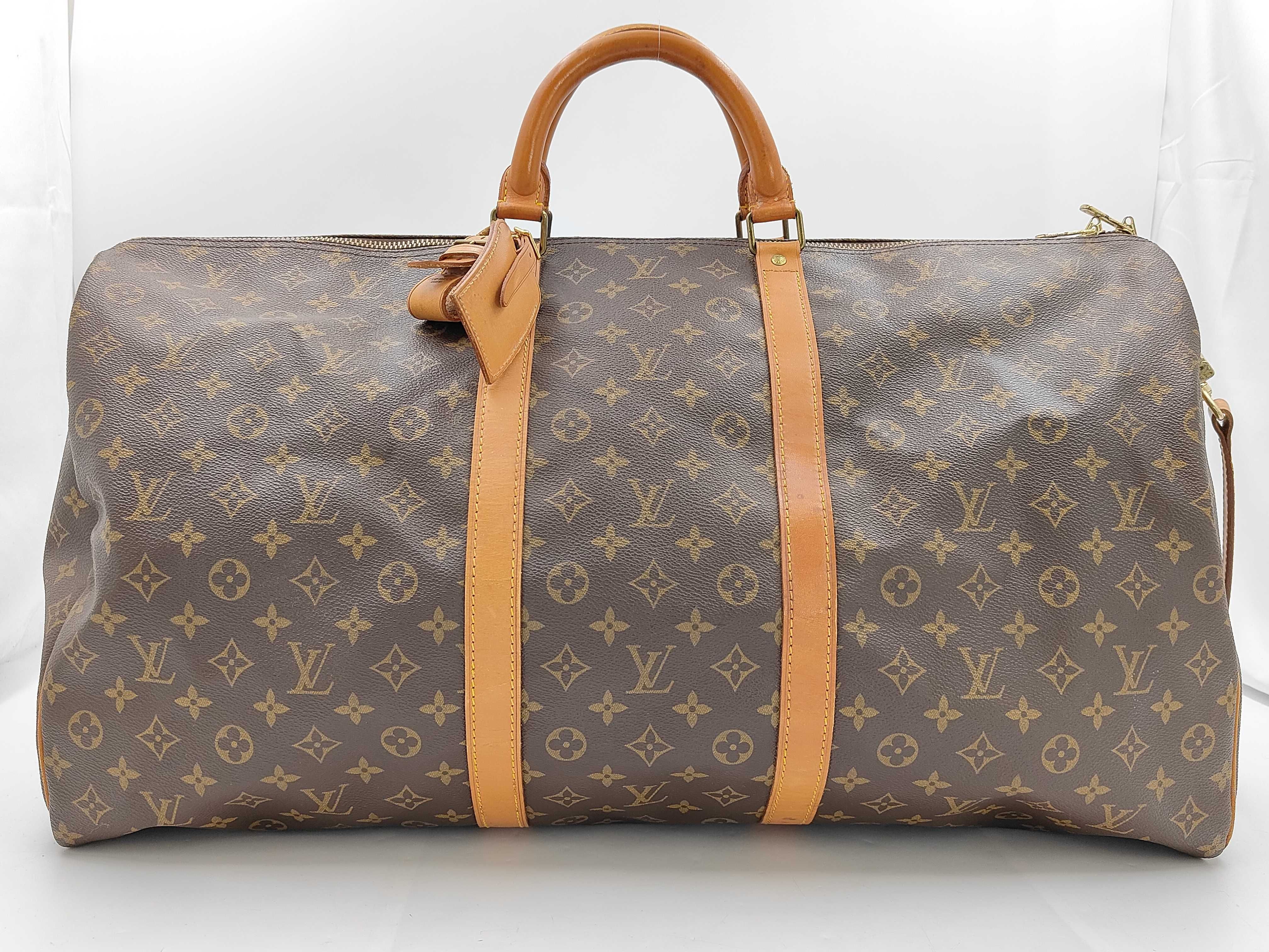 Monogram Vuitton Keepall Bandoulière 60 Boston Bag with Stamp