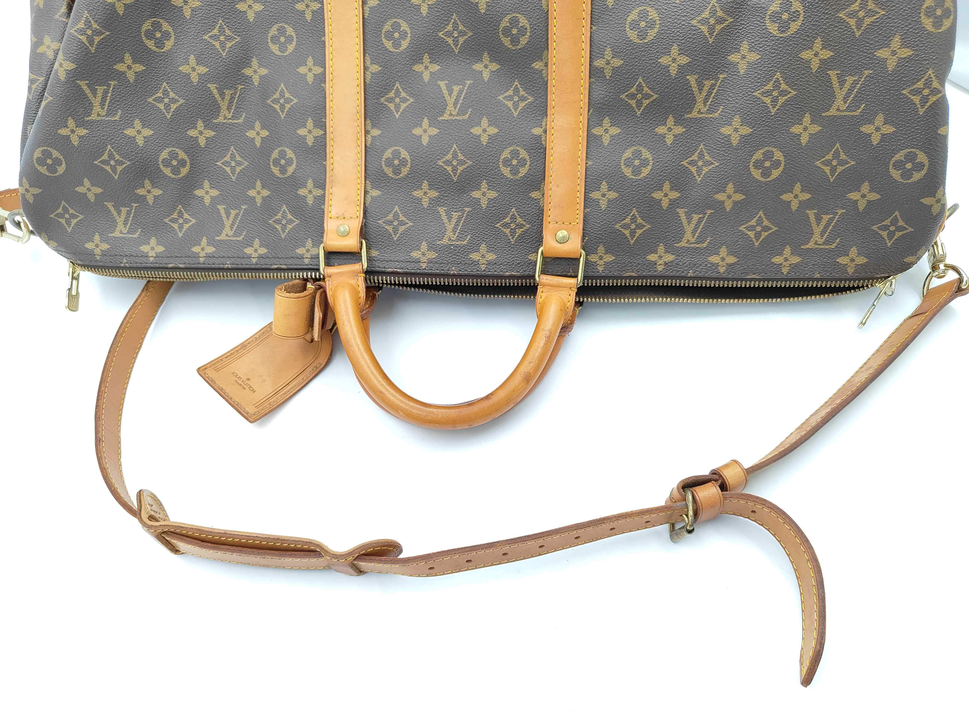 Monogram Vuitton Keepall Bandoulière 60 Boston Bag with Stamp — view 5
