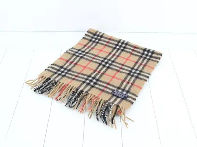 Nova Check Cashmere Scarf, Beige