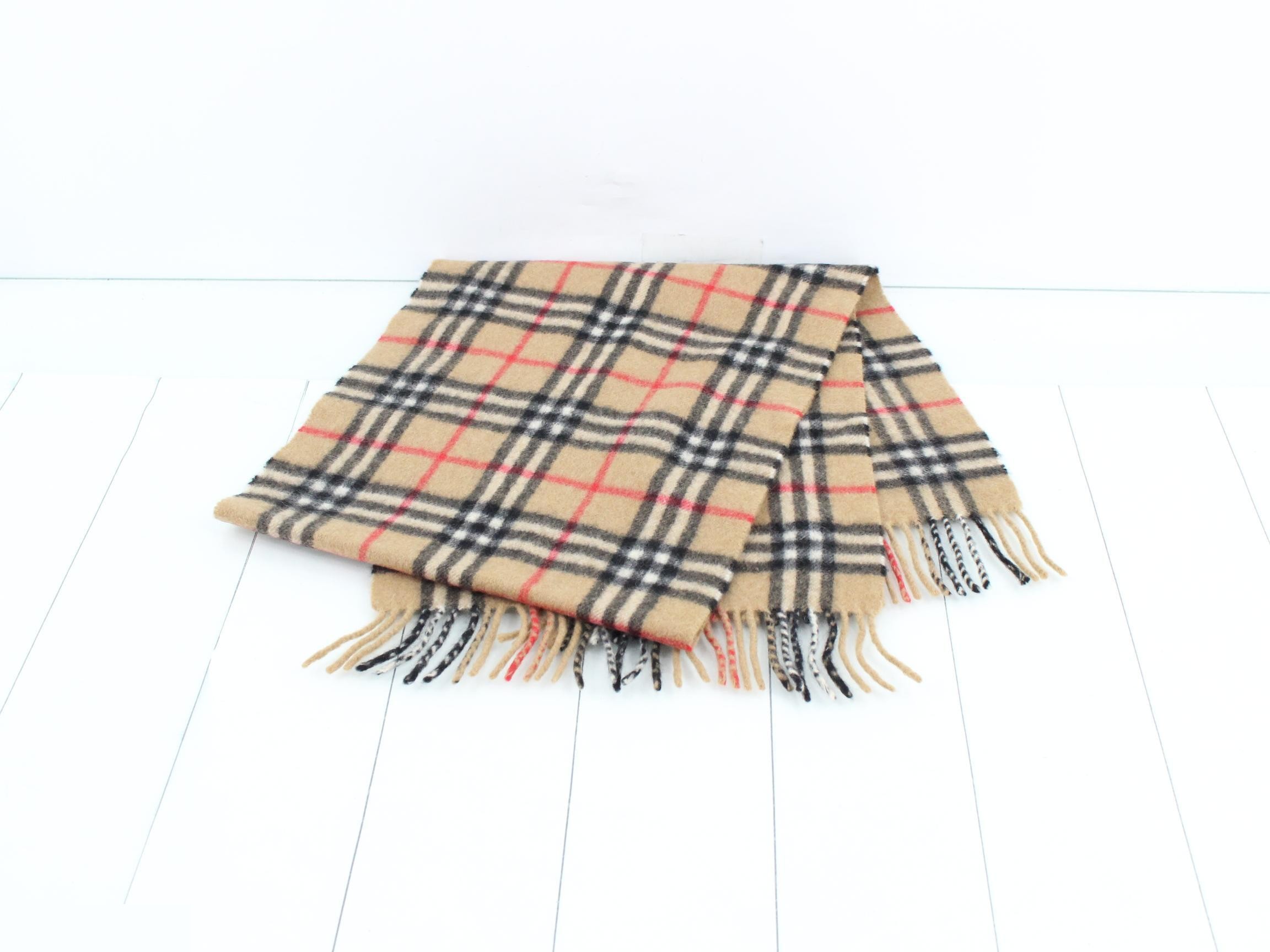 Nova Check Cashmere Scarf, Beige — view 3