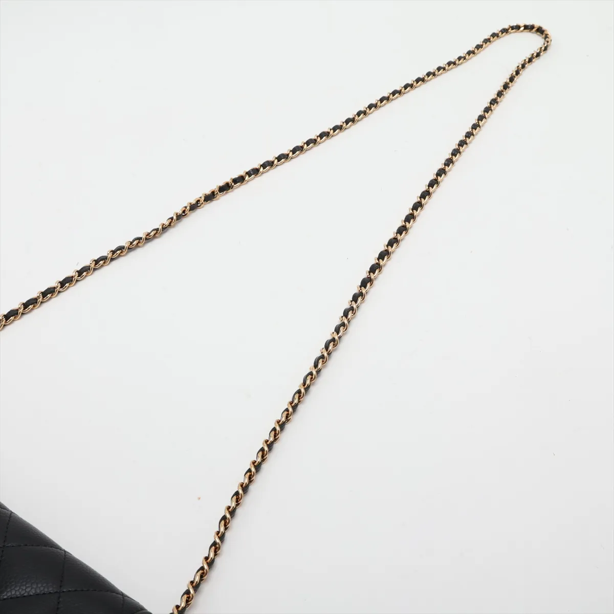 Matelassé Caviar Skin Chain Wallet, Black with Gold Hardware, TG3A97H1, Random Plate, AP0250 — view 5