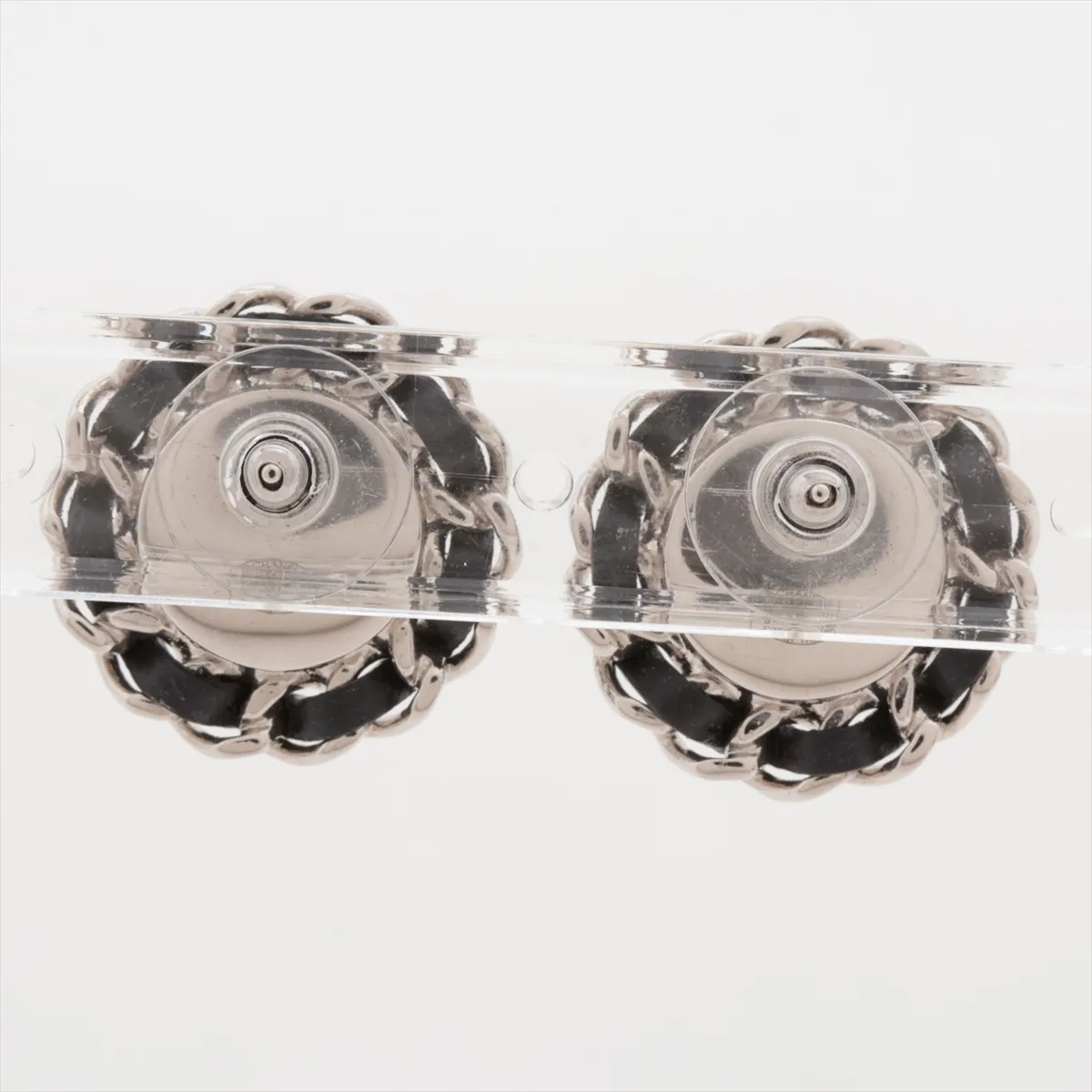 Coco Mark B25C Earrings (Pair) Leather x Metal Silver — view 2
