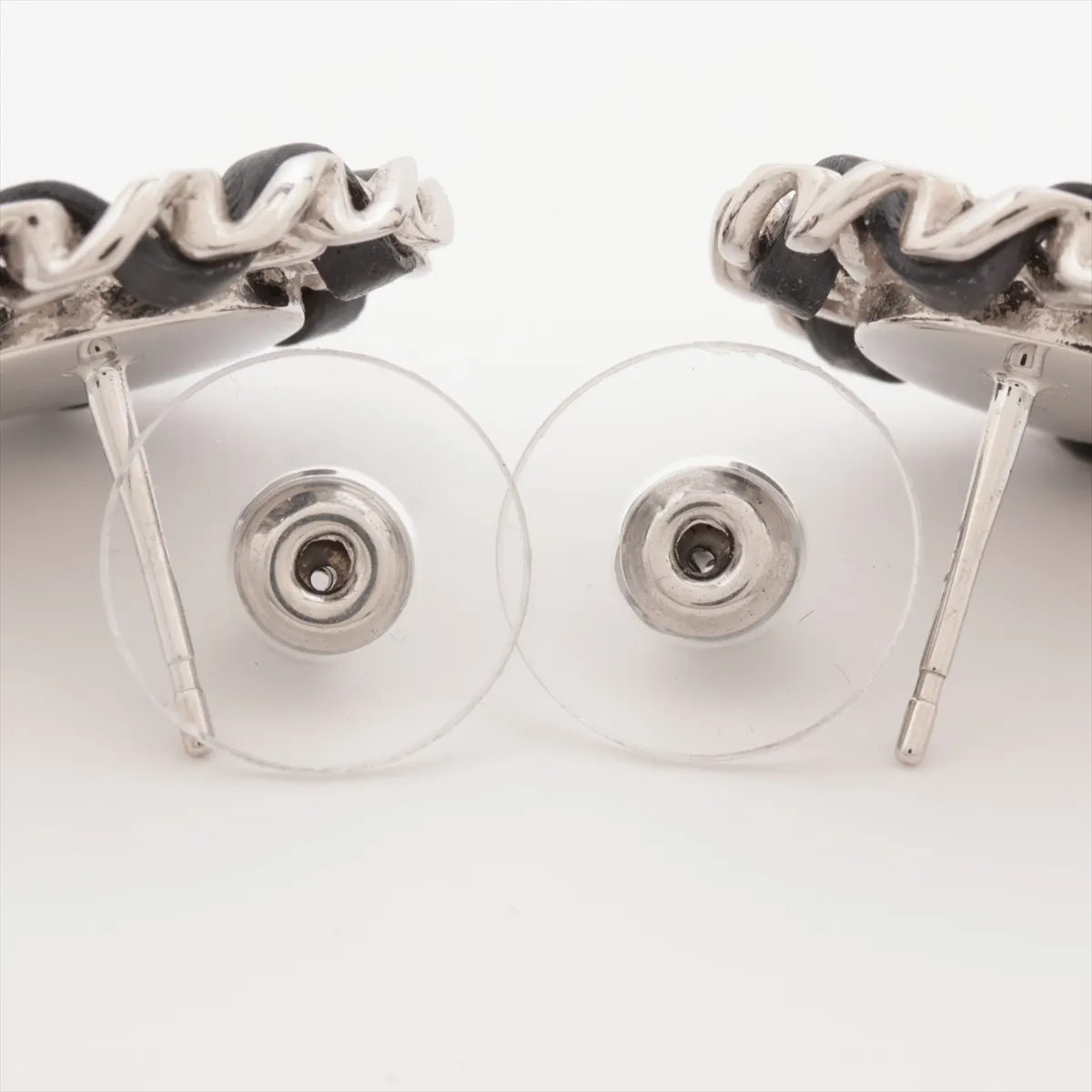 Coco Mark B25C Earrings (Pair) Leather x Metal Silver — view 4