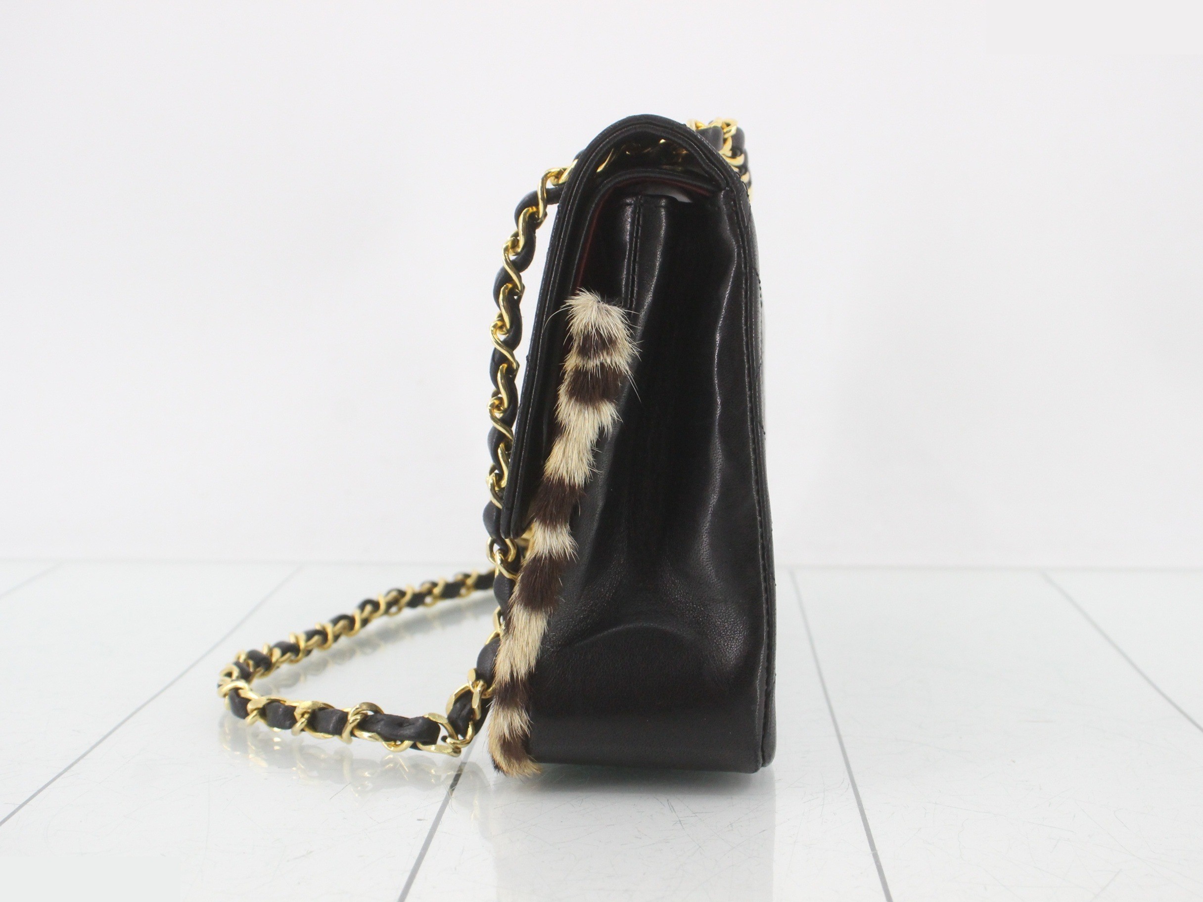 Matelassé Double Flap Fur Chain Shoulder Bag — view 3