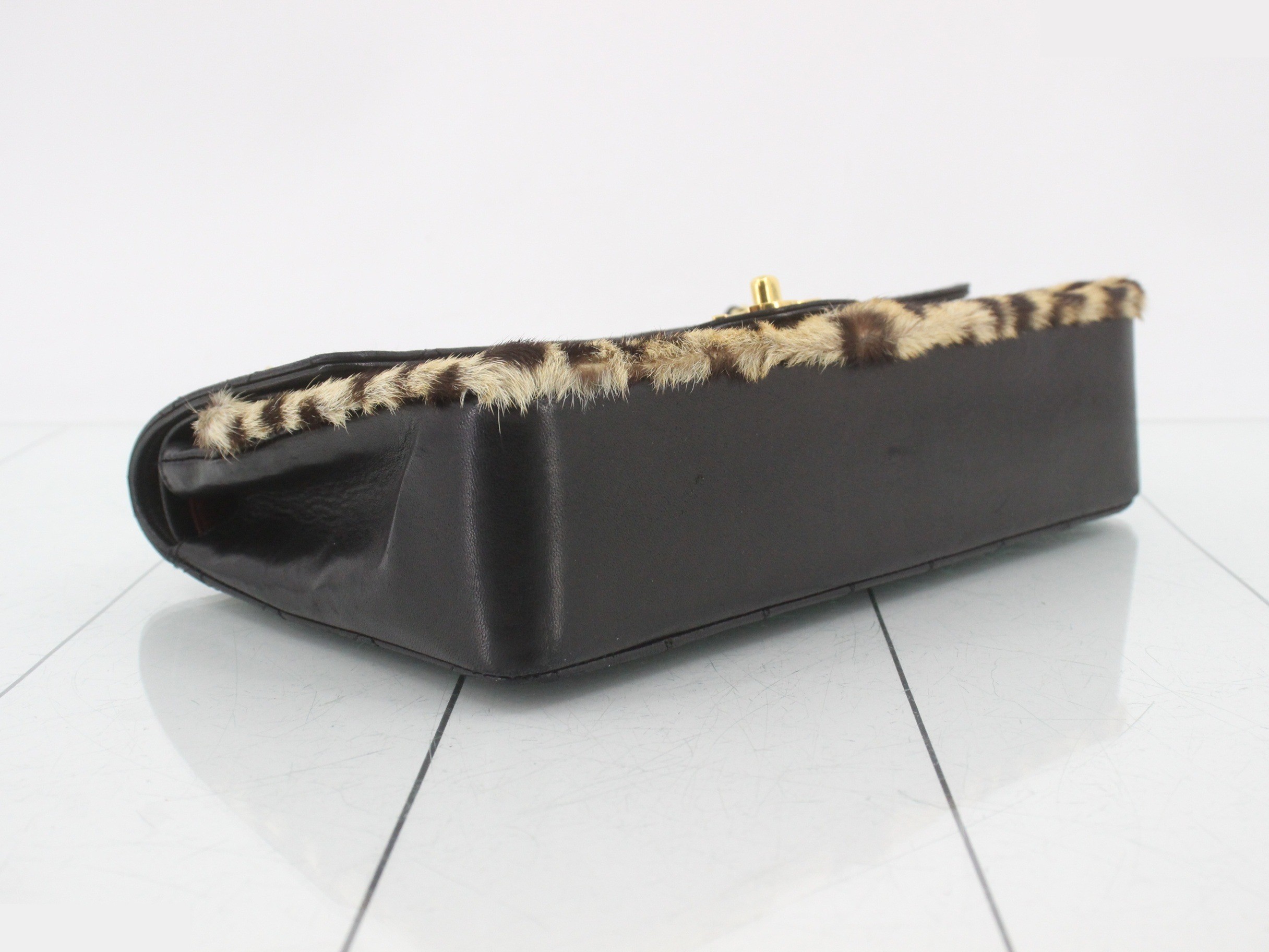 Matelassé Double Flap Fur Chain Shoulder Bag — view 5
