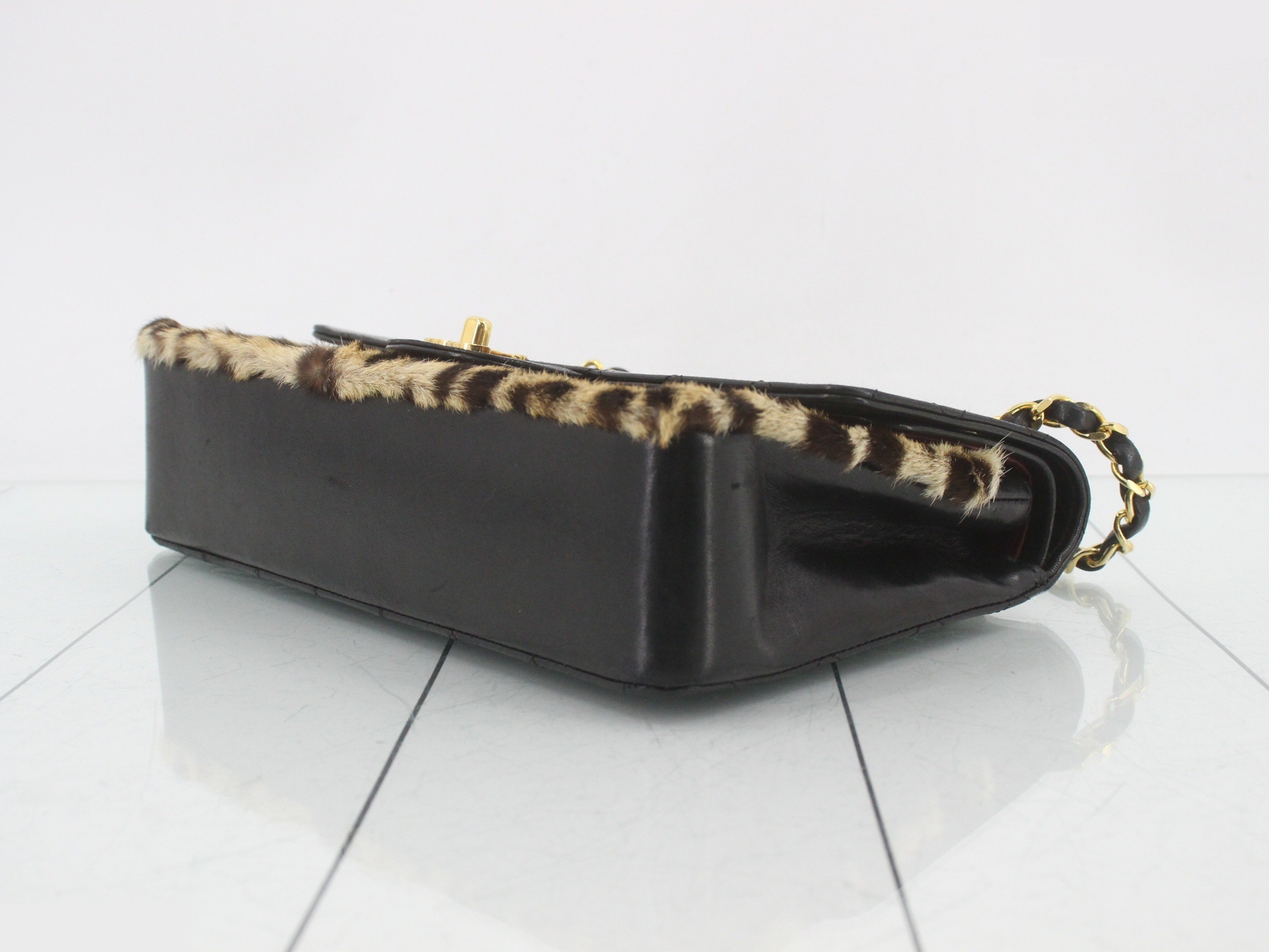 Matelassé Double Flap Fur Chain Shoulder Bag — view 6