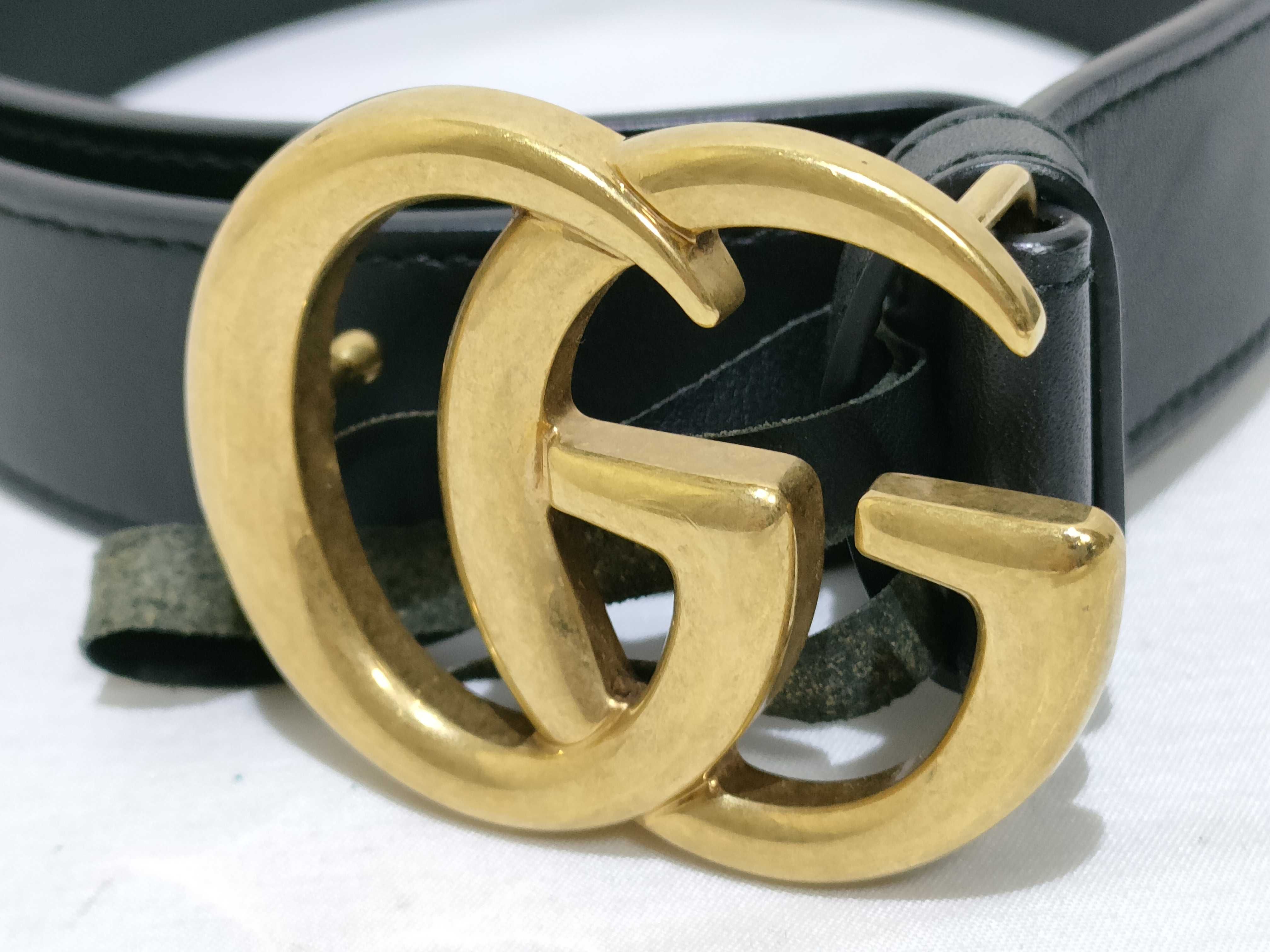 GG Marmont Leather Belt, Black — view 2