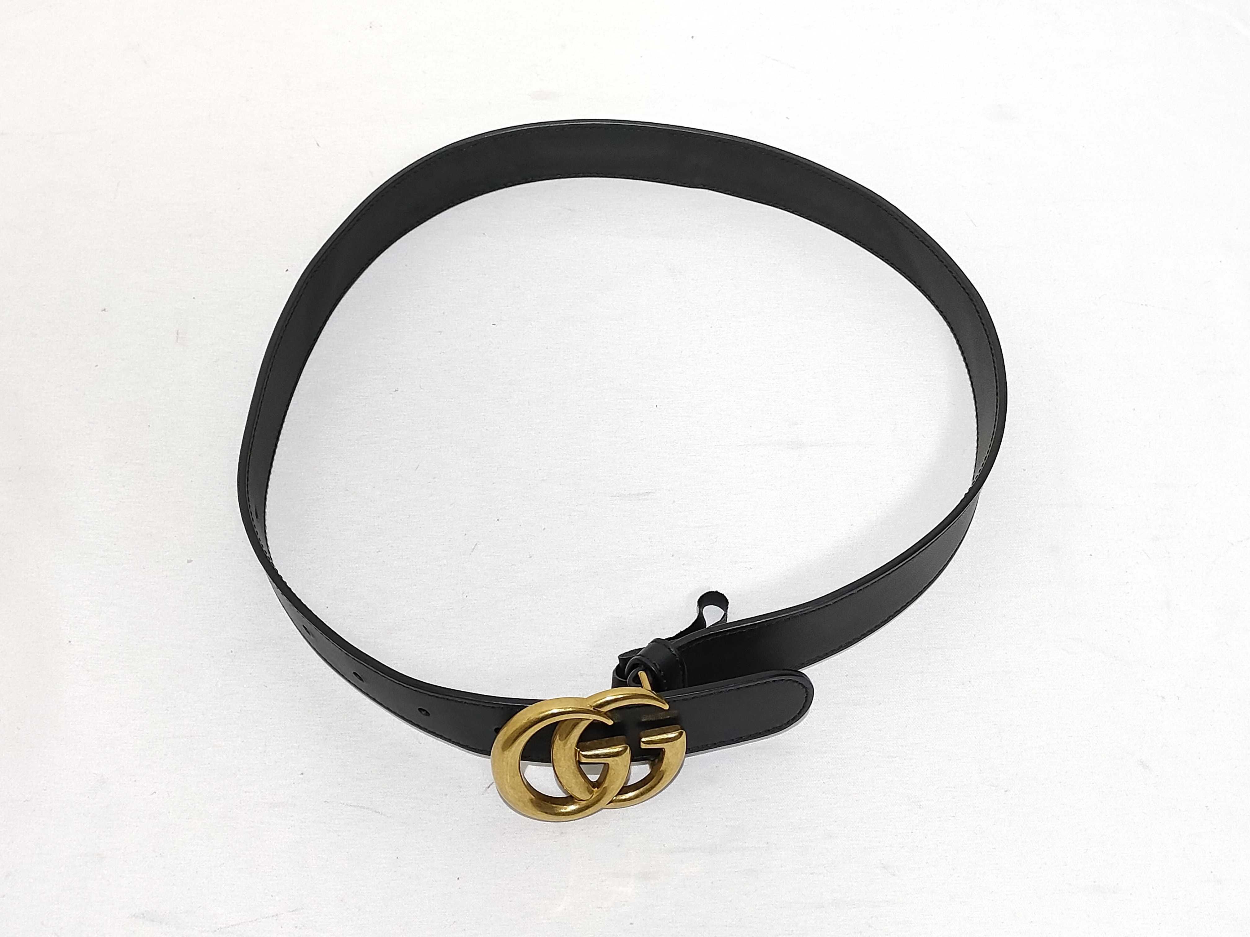 GG Marmont Leather Belt, Black — view 3