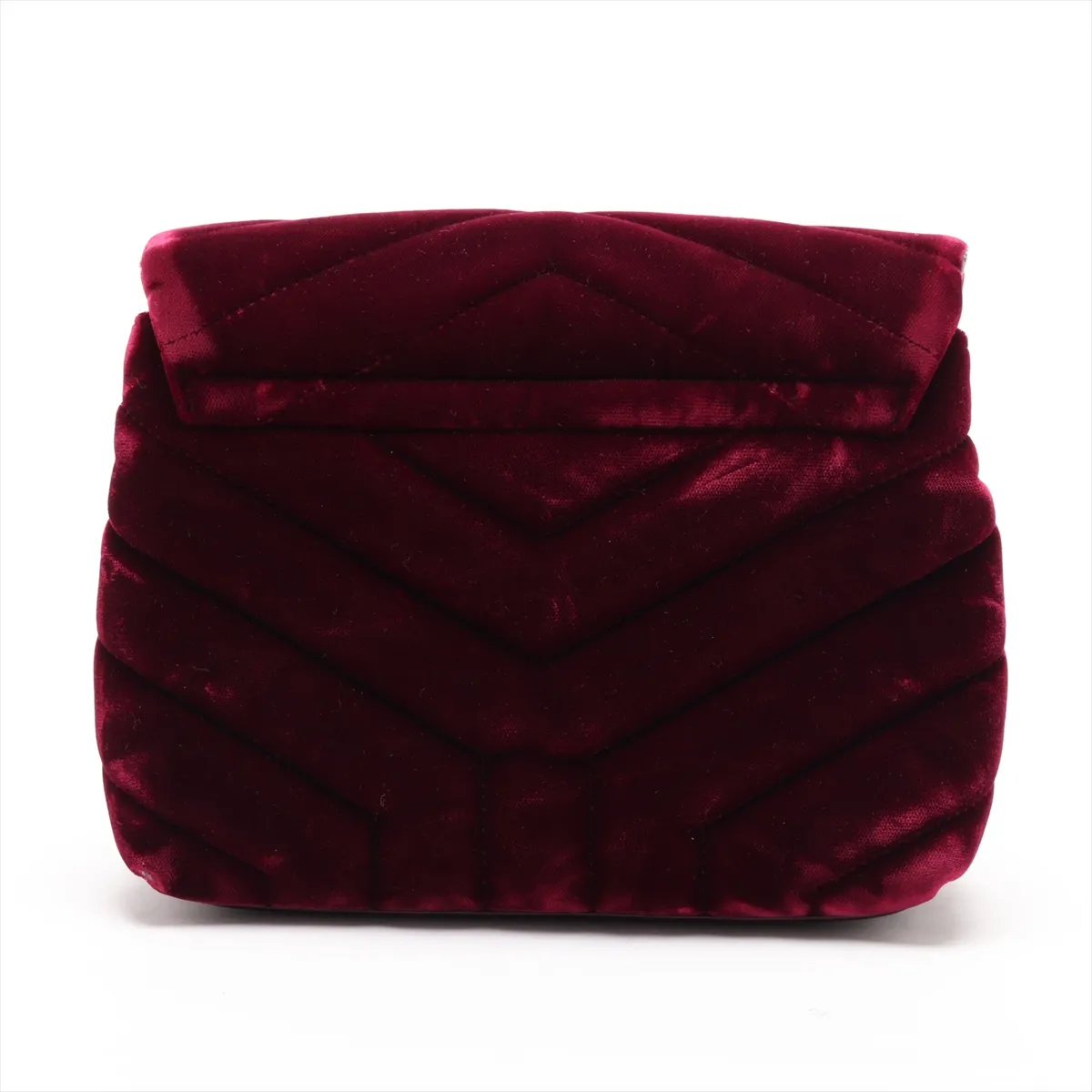 Loulou Velour x Leather Shoulder Bag, Red, 467072 — view 2