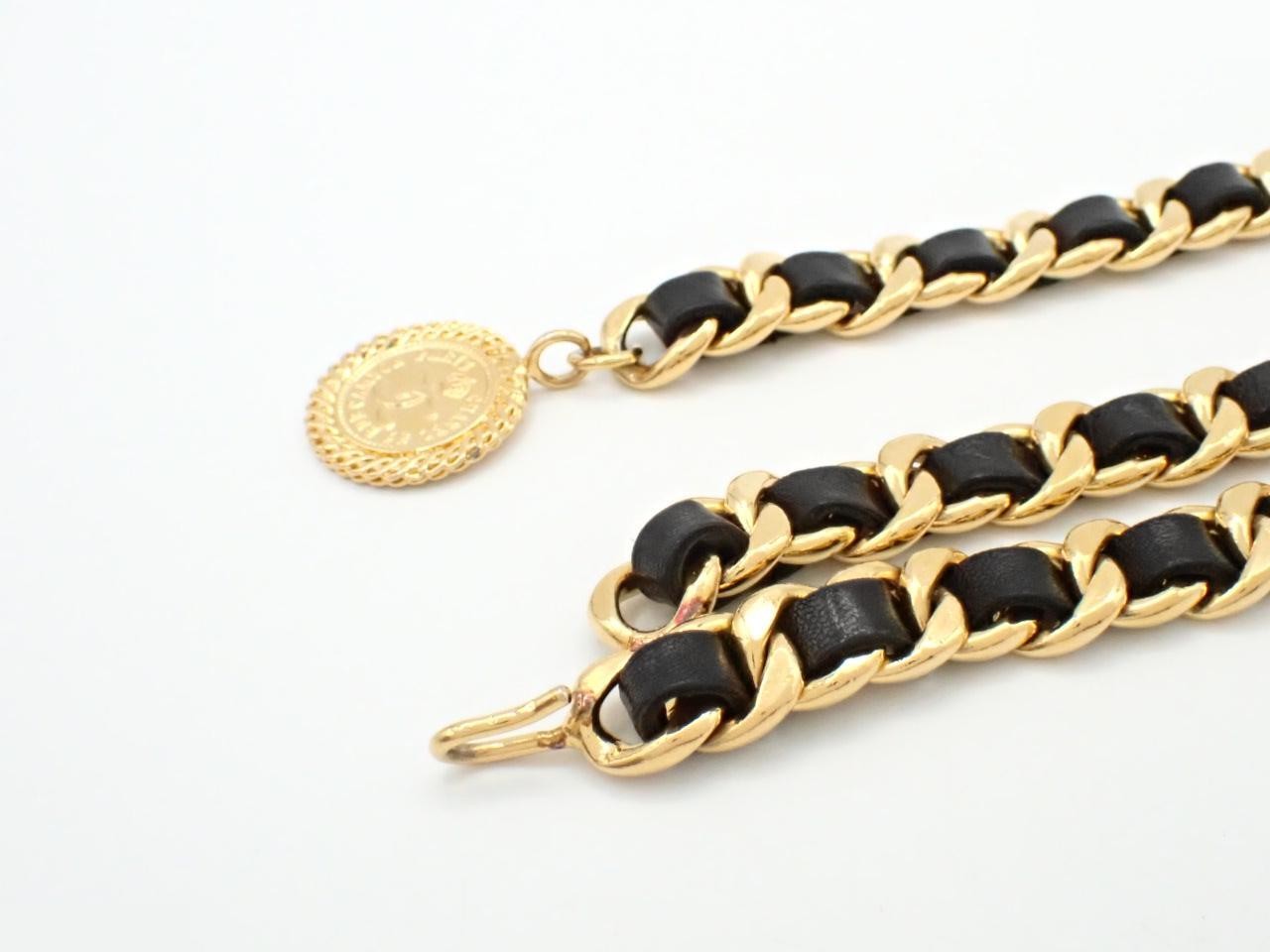 Chain belt, leather x gold, chain approximately 90cm — view 3