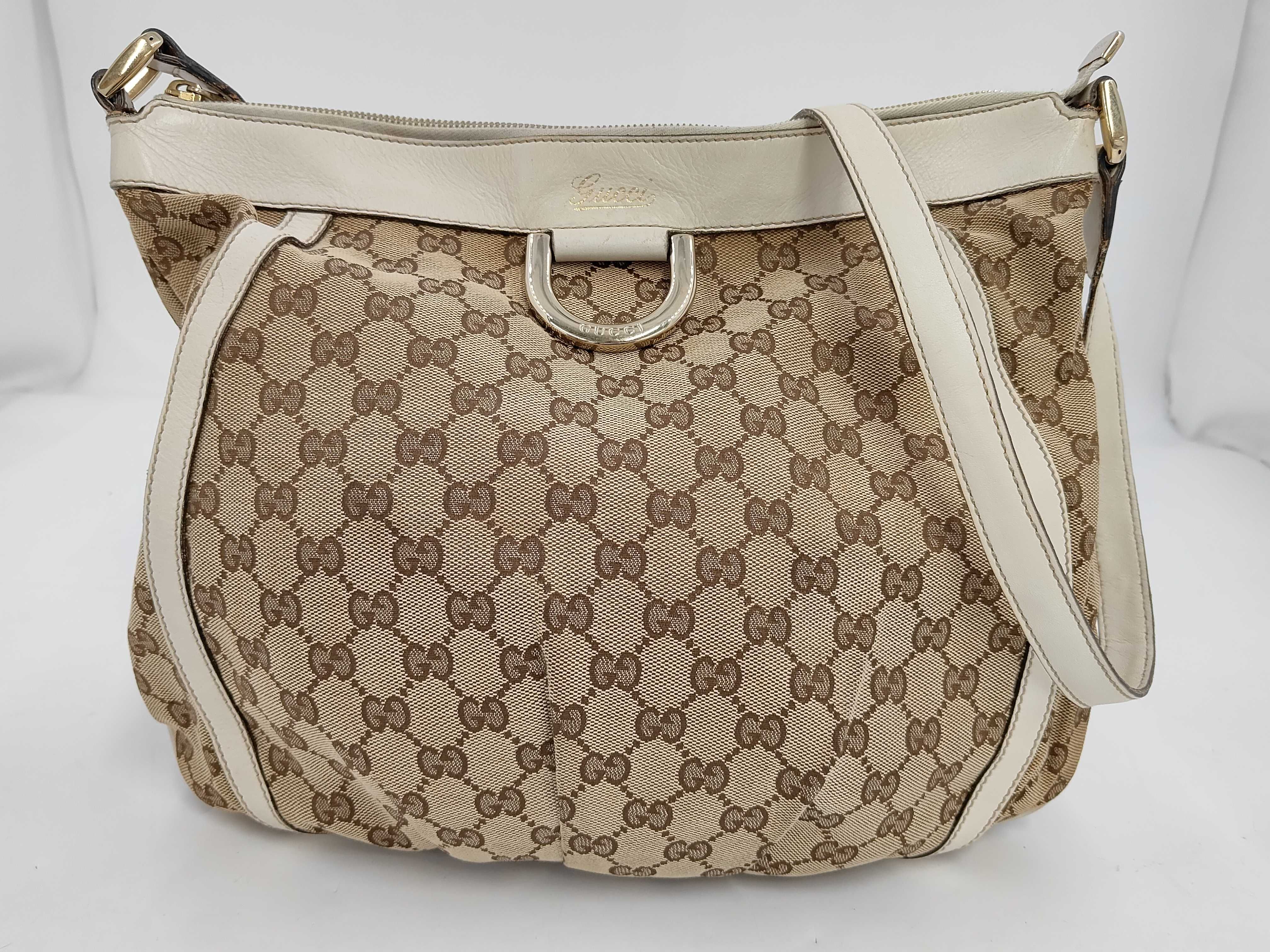 GG Canvas Shoulder Bag, Abbey White