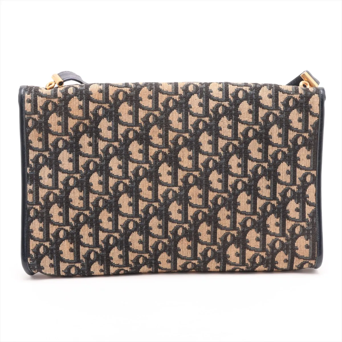 Trotter Canvas x Leather Shoulder Bag, Navy — view 2