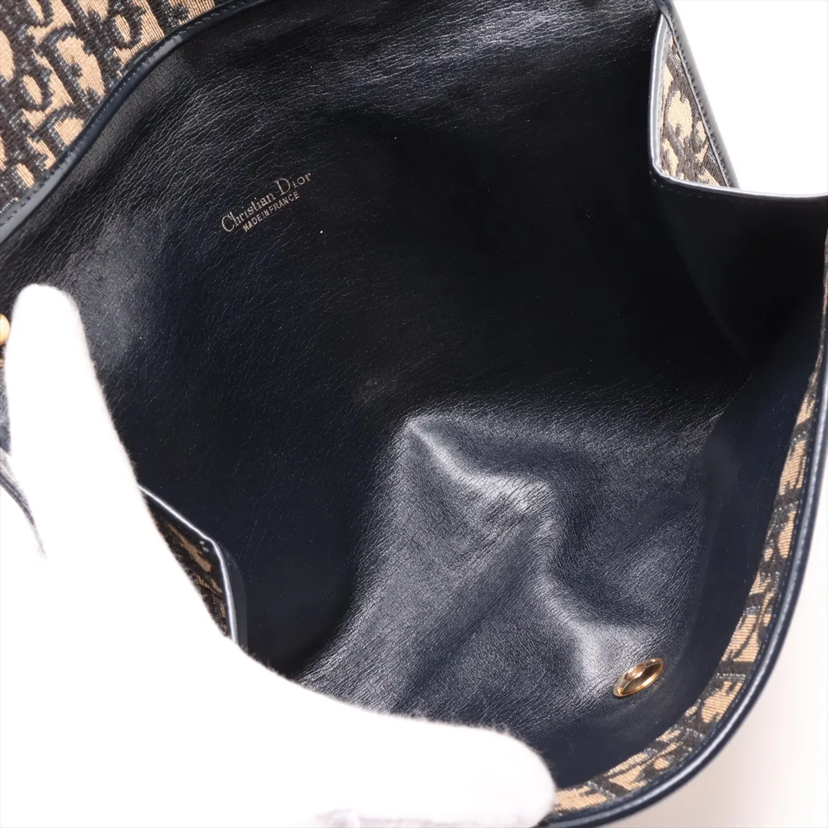 Trotter Canvas x Leather Shoulder Bag, Navy — view 6