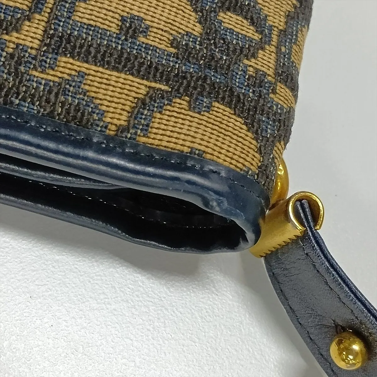 Trotter Canvas x Leather Shoulder Bag, Navy — view 9