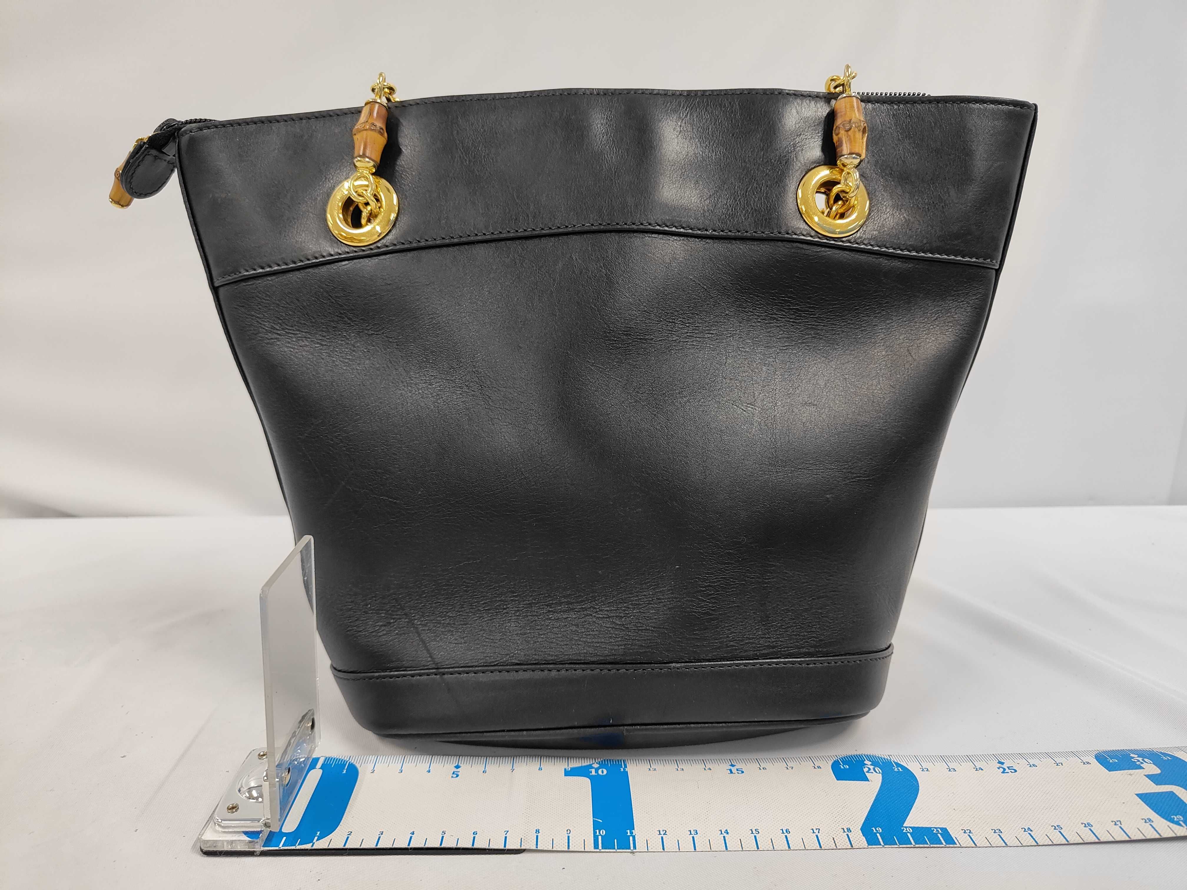 Bamboo Chain Leather Tote Bag — view 2