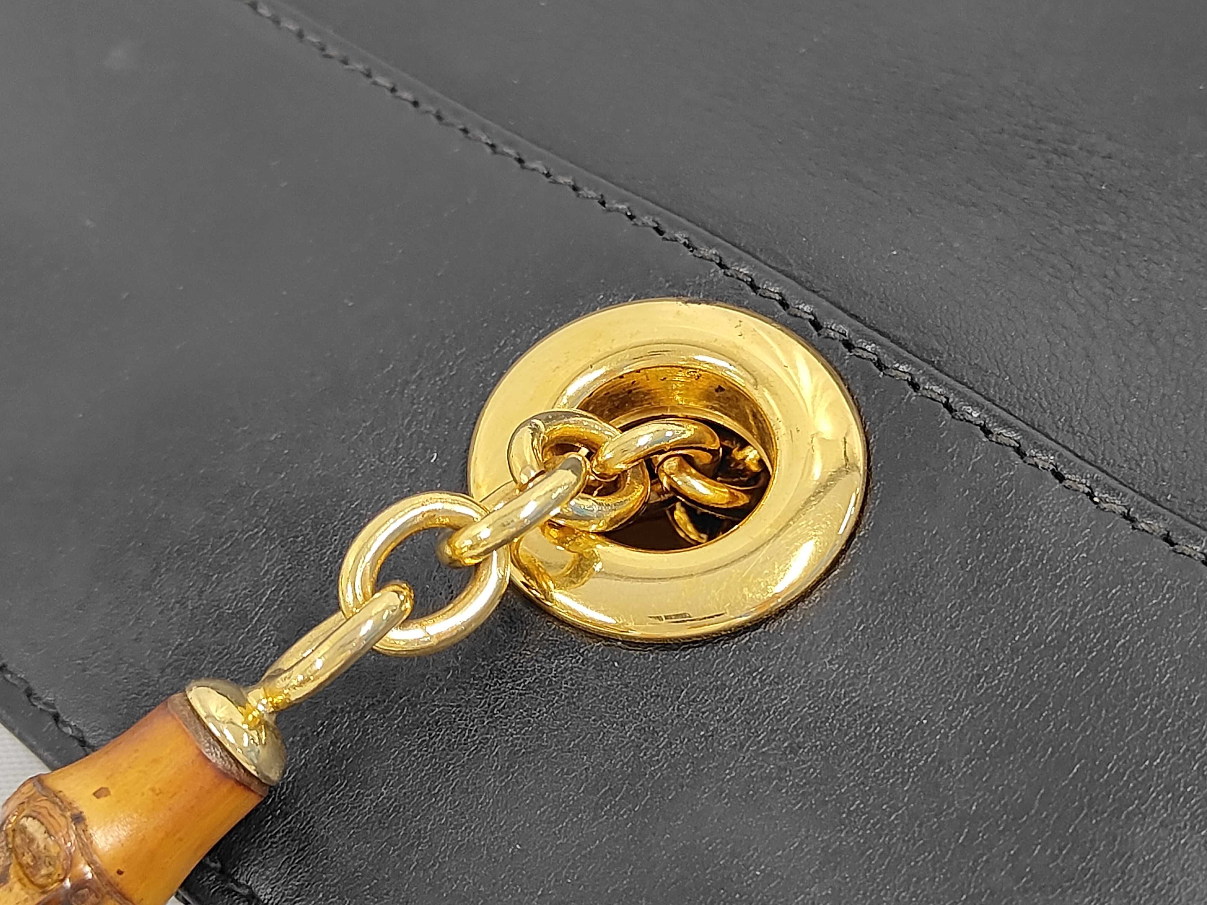 Bamboo Chain Leather Tote Bag — view 7