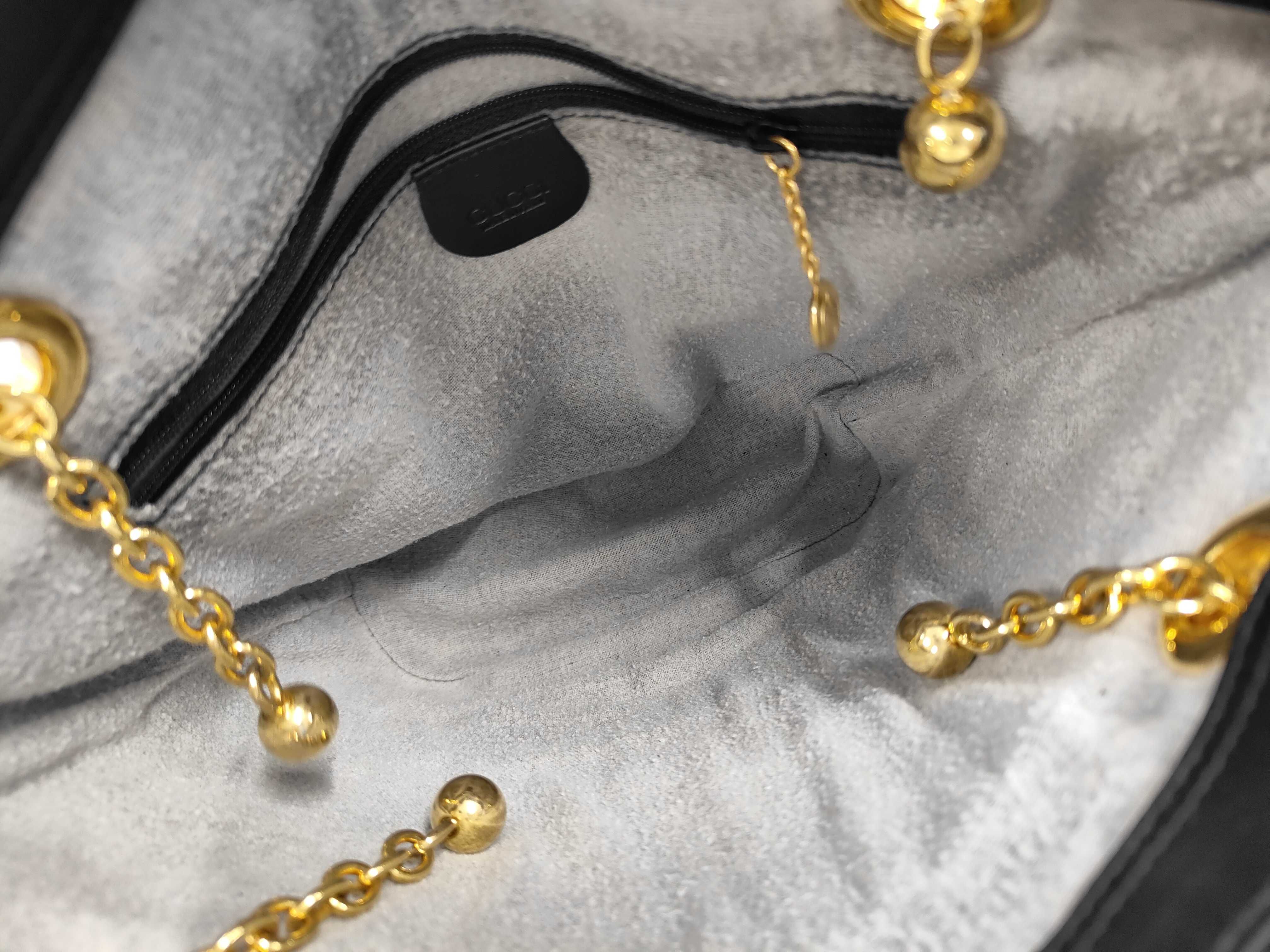 Bamboo Chain Leather Tote Bag — view 9