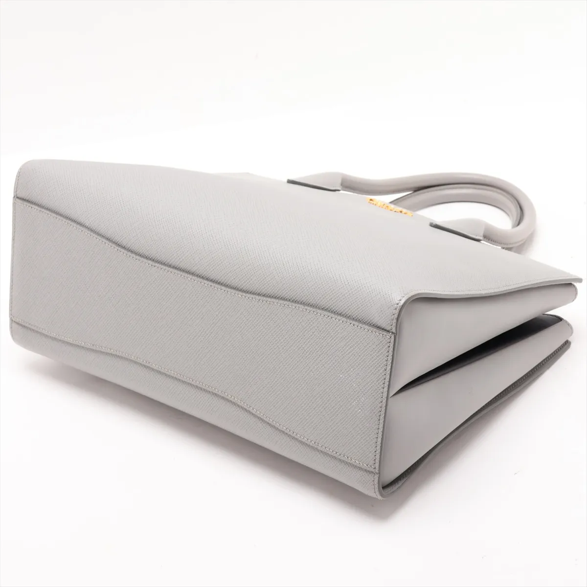 Vitello Daino Leather Handbag, Gray, 1BA153 — view 3