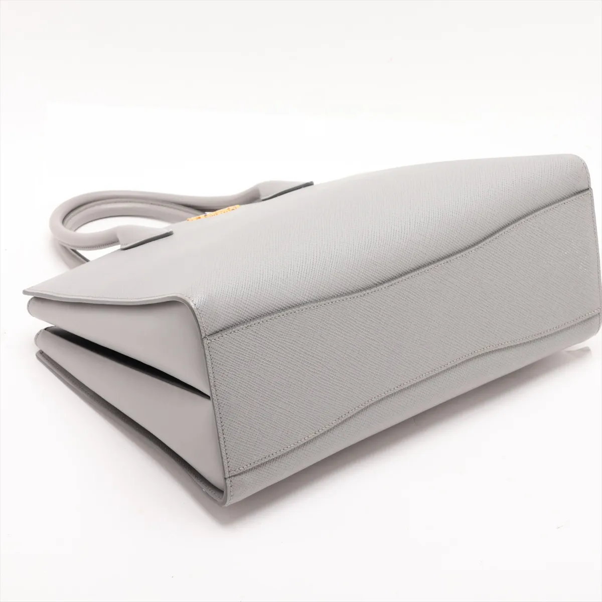 Vitello Daino Leather Handbag, Gray, 1BA153 — view 4