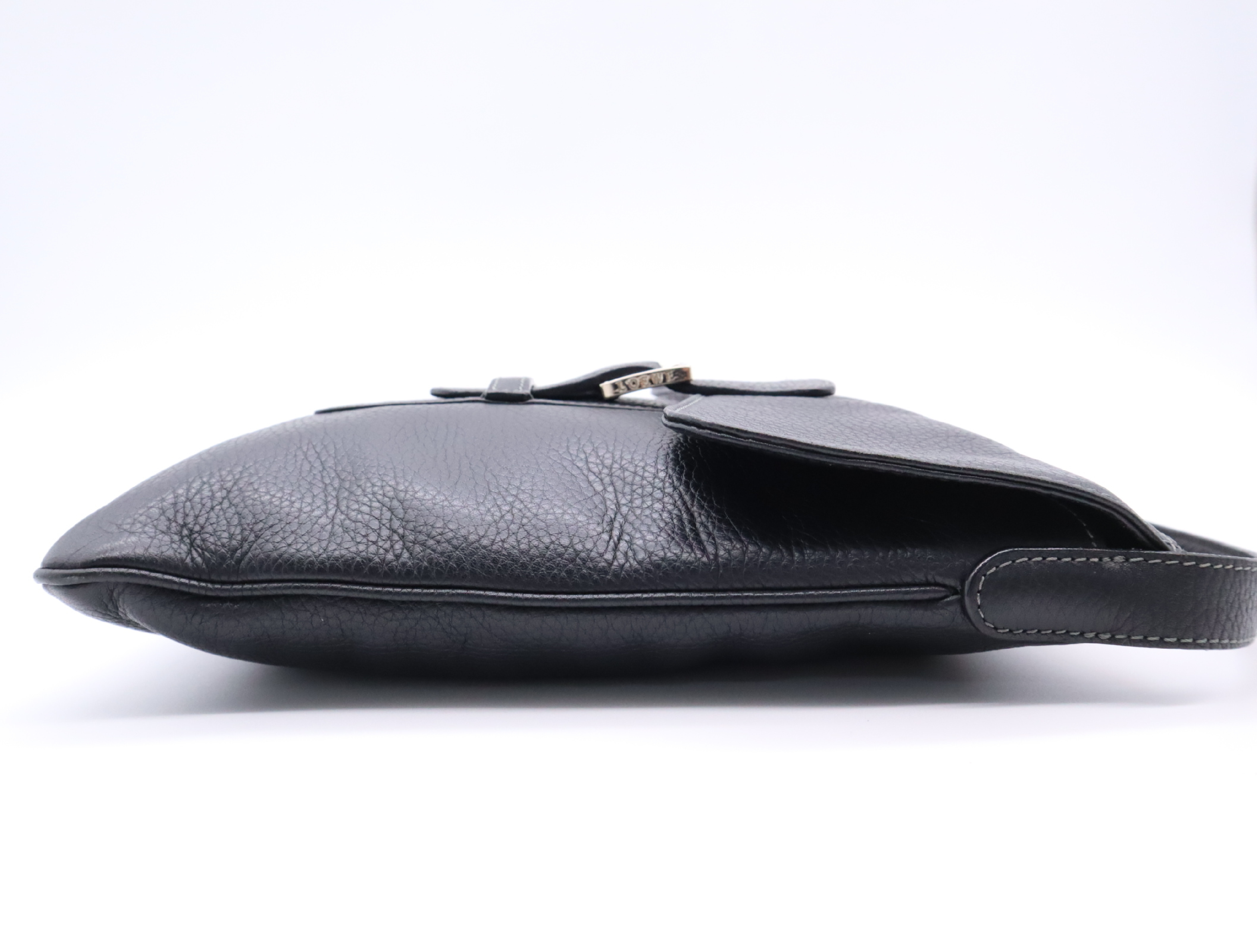 Leather Logo Shoulder Bag, Crossbody, No Gusset, Black, Silver Hardware — view 5