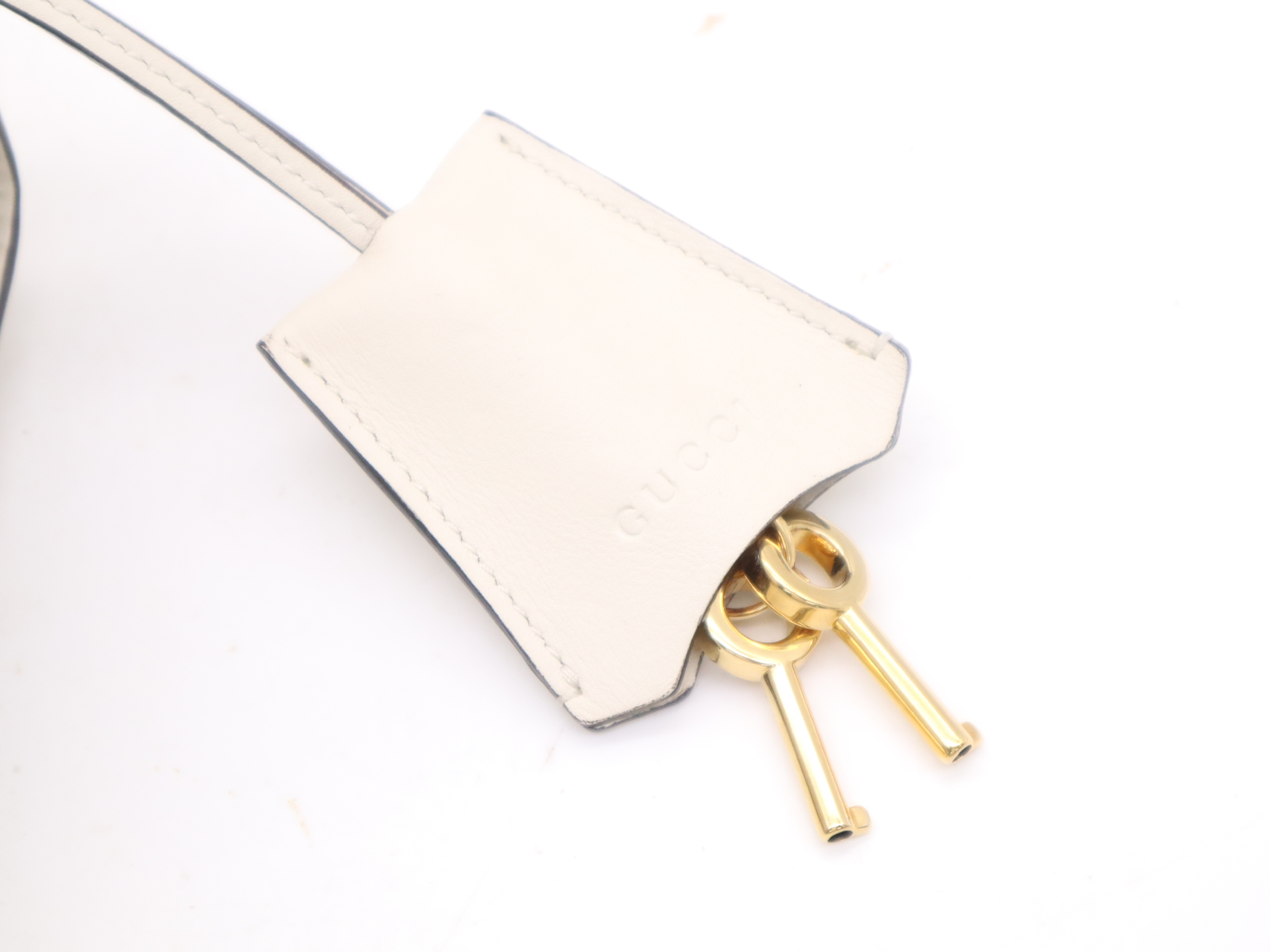 432182 Leather Pearl Stud Padlock Small Shoulder Bag White Gold Hardware Includes 2 Keys, Clochette, and Dust Bag — view 15