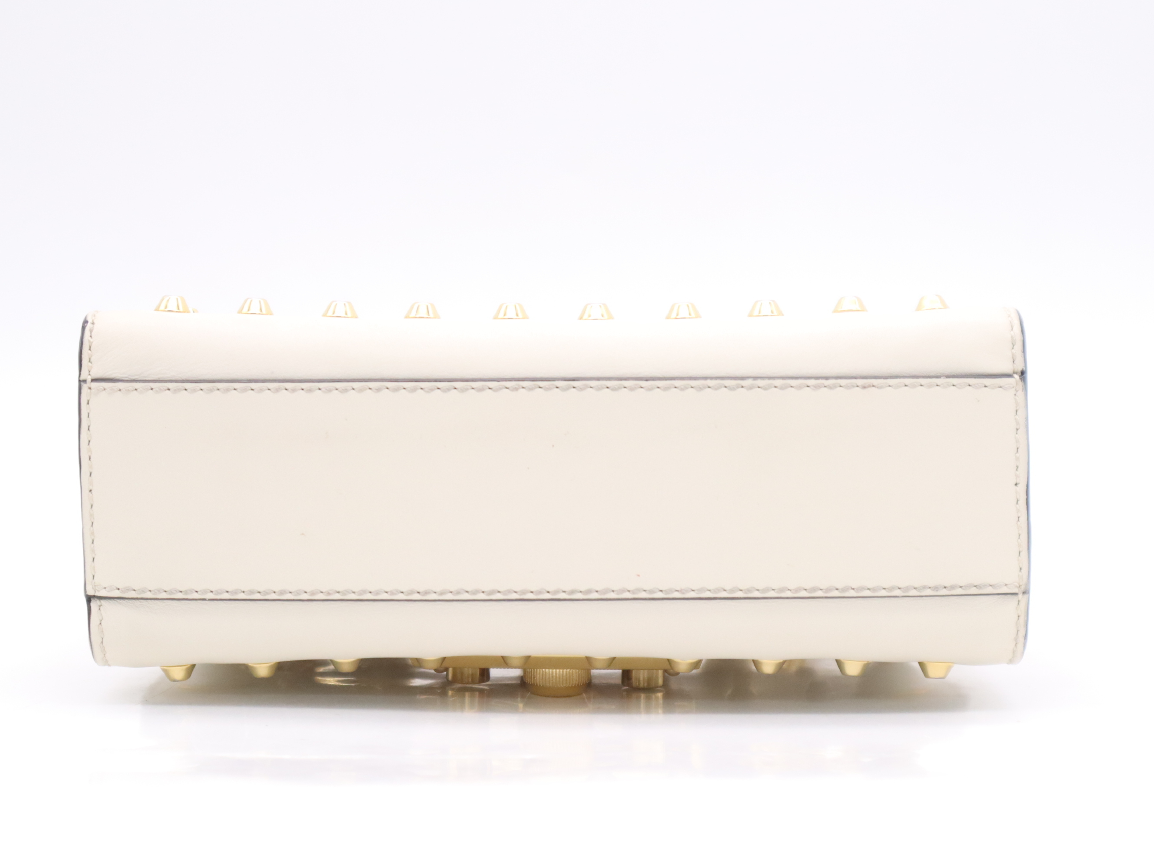 432182 Leather Pearl Stud Padlock Small Shoulder Bag White Gold Hardware Includes 2 Keys, Clochette, and Dust Bag — view 4
