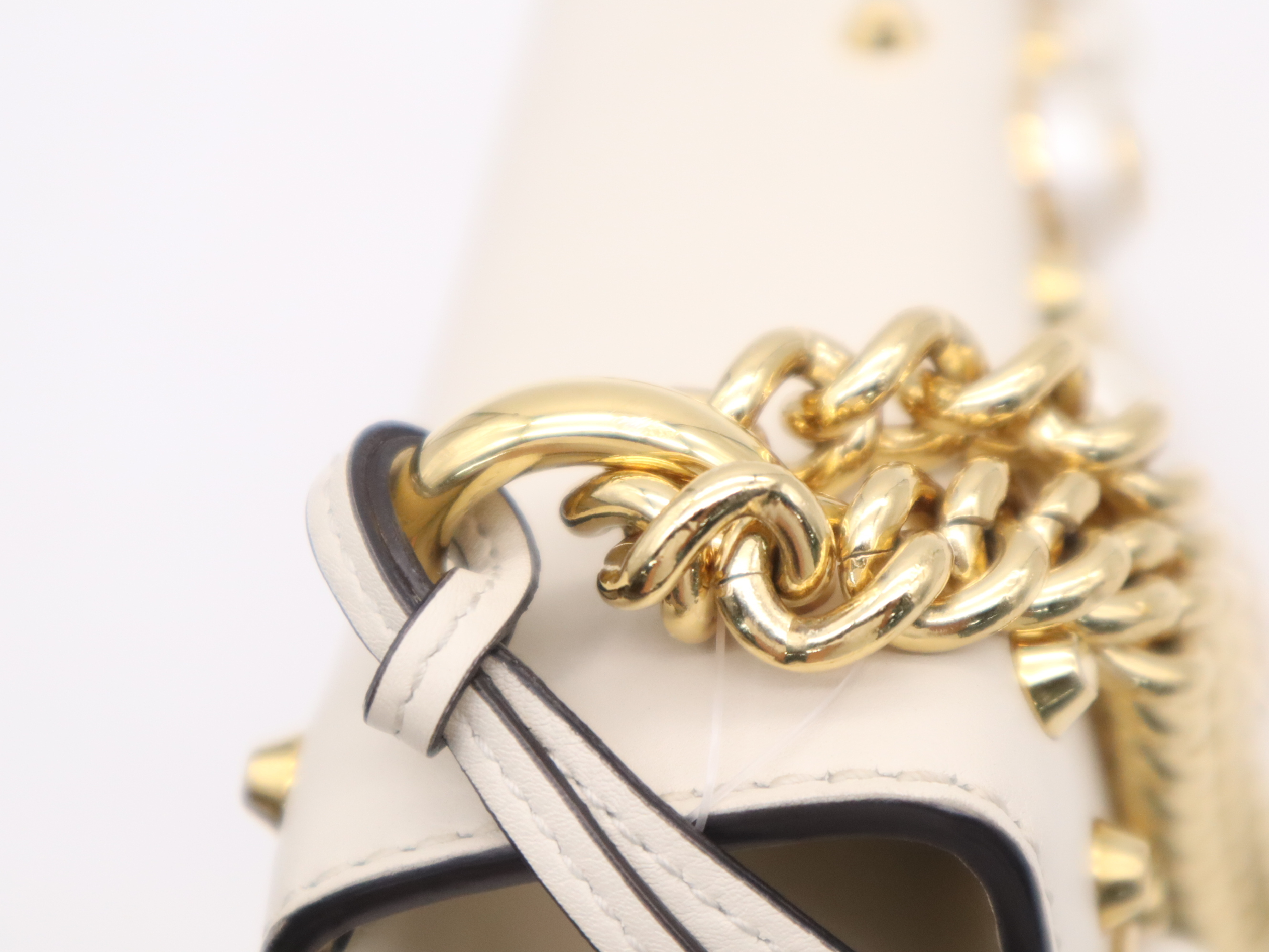 432182 Leather Pearl Stud Padlock Small Shoulder Bag White Gold Hardware Includes 2 Keys, Clochette, and Dust Bag — view 7