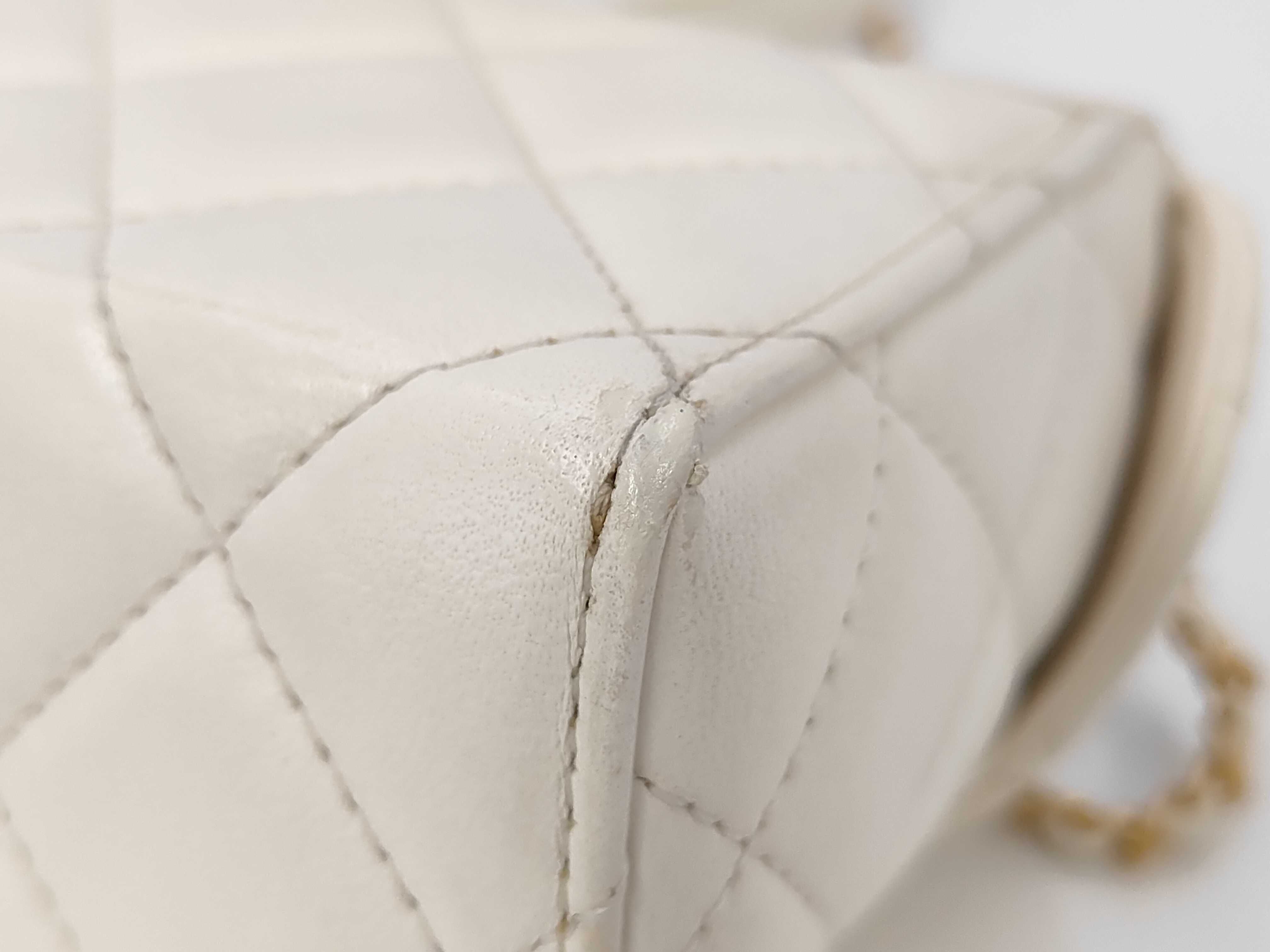 Matelassé Lambskin Mini Vanity 2-Way White Shoulder Bag with Random Plate Design — view 3