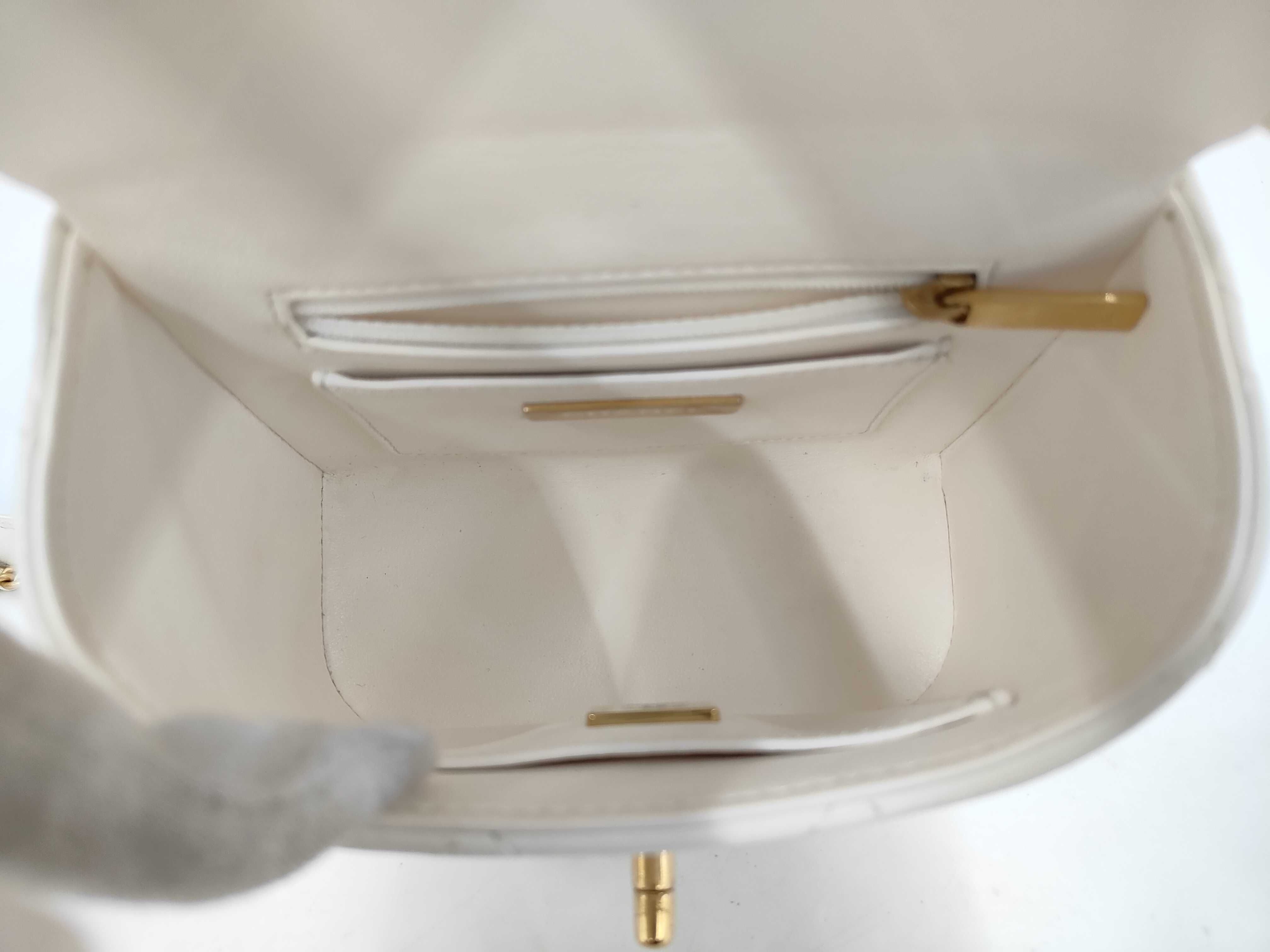 Matelassé Lambskin Mini Vanity 2-Way White Shoulder Bag with Random Plate Design — view 8