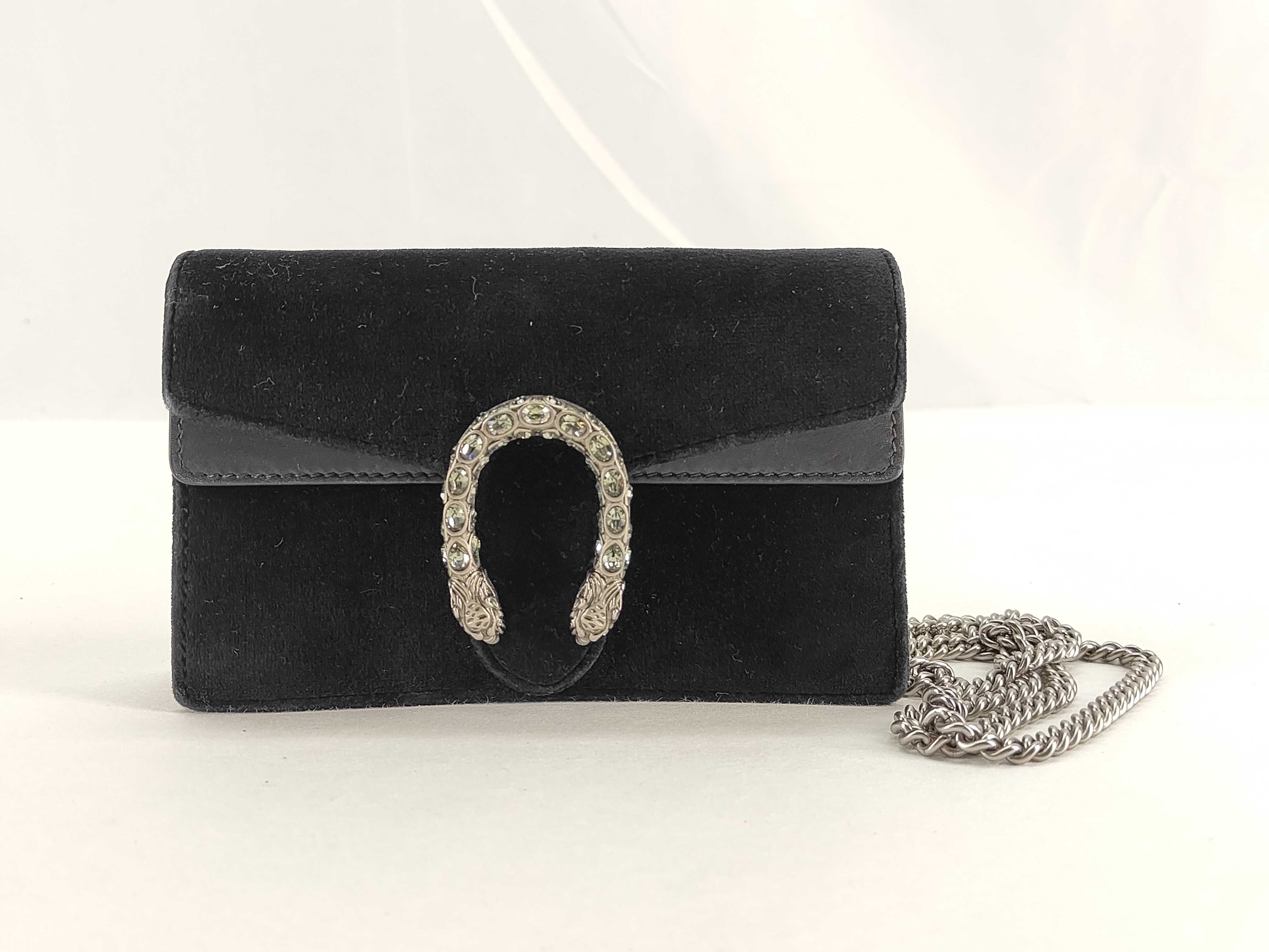 Dionysus Velour x Leather Wallet Black 476432 Shoulder Bag
