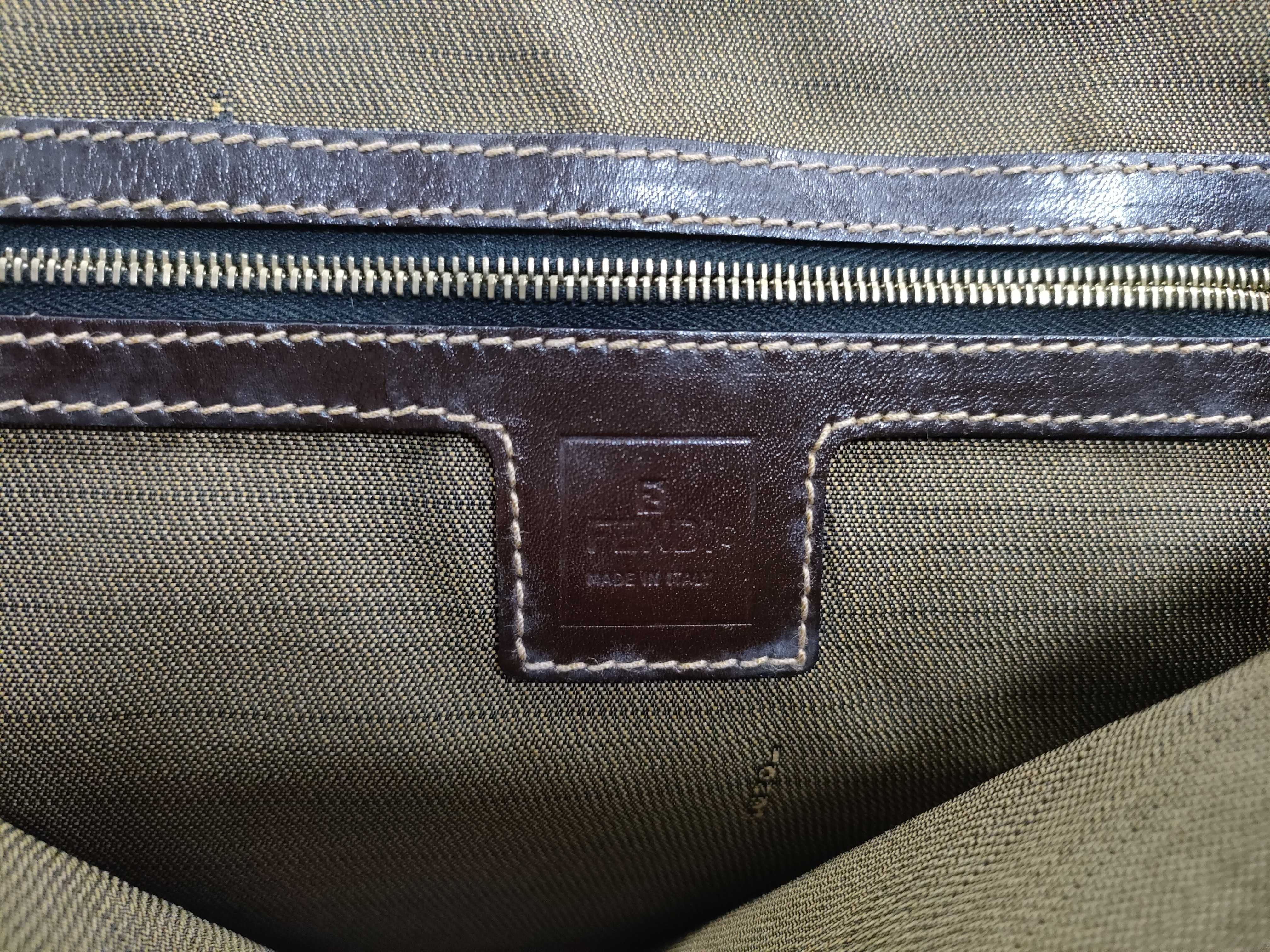 Zucca pattern canvas and leather tote bag, brown tote bag — view 11