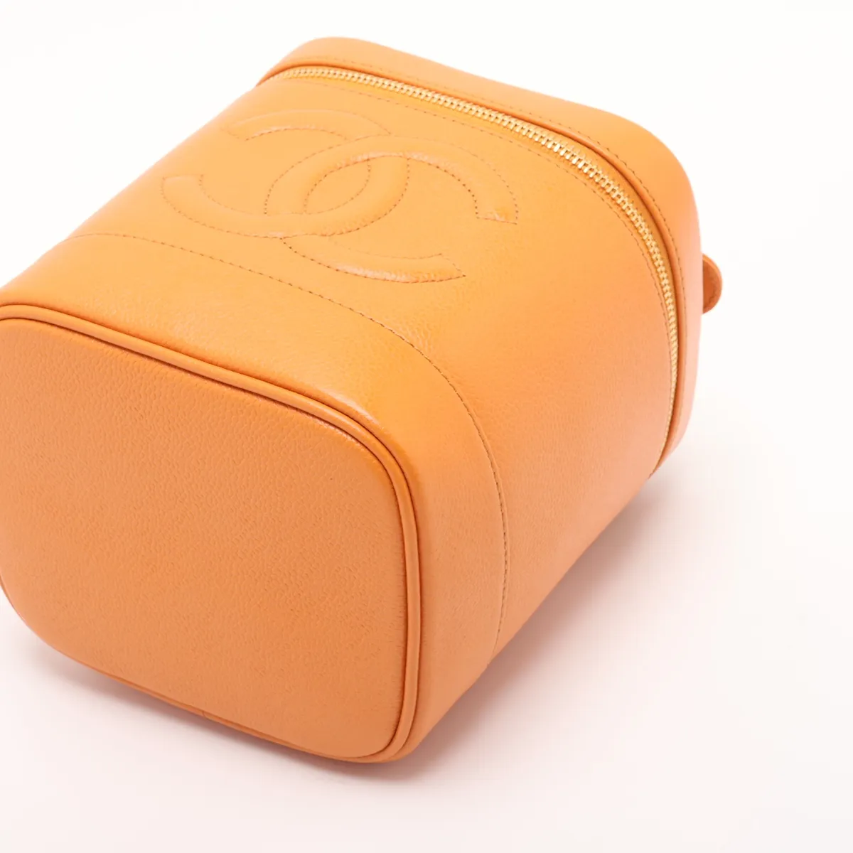 Coco Mark Caviar Skin Vanity Bag, Orange with Gold Hardware, 5345445 (Serial Number 5) — view 3