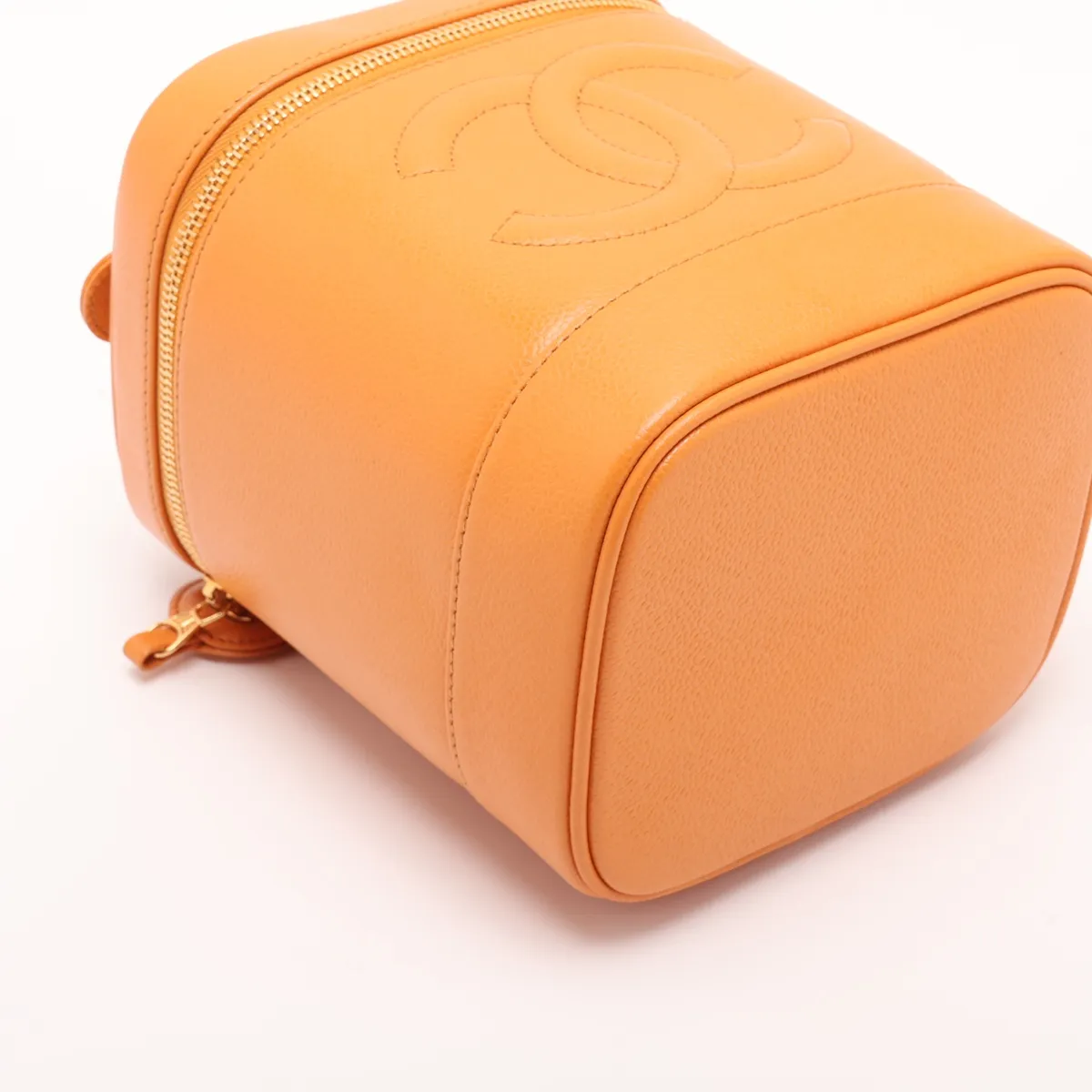 Coco Mark Caviar Skin Vanity Bag, Orange with Gold Hardware, 5345445 (Serial Number 5) — view 4