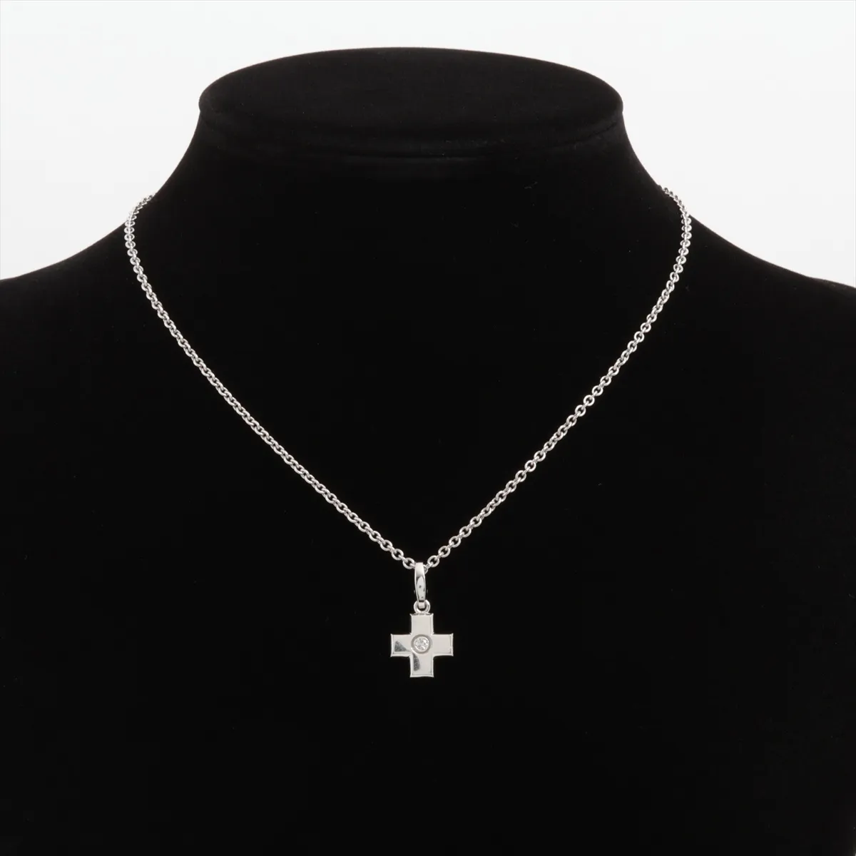 Cross Diamond Charm Necklace, 750 (WG), 12.9g, CQ4959 CJ4845 — view 5