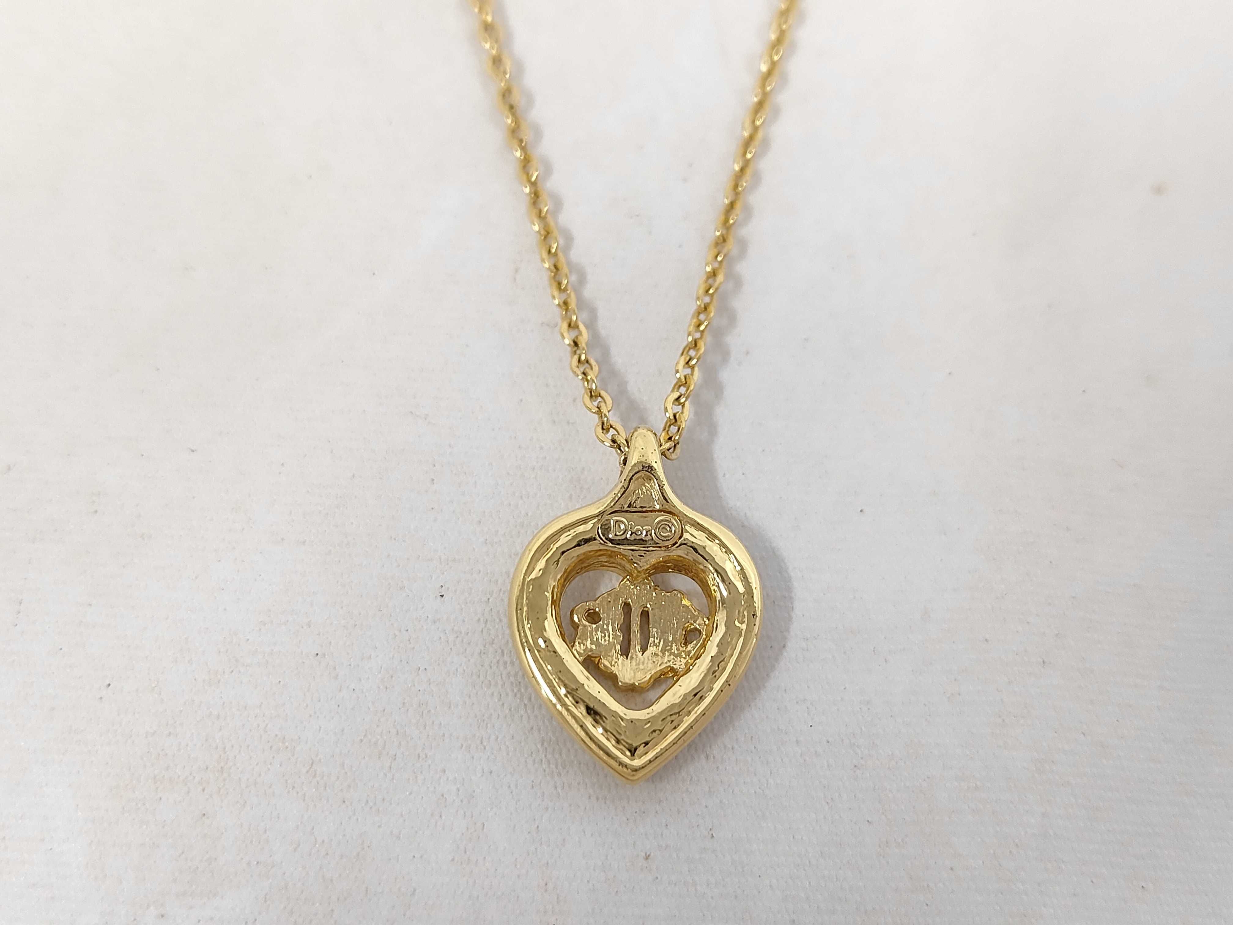 Heart Rhinestone Necklace, Gold Necklace — view 2