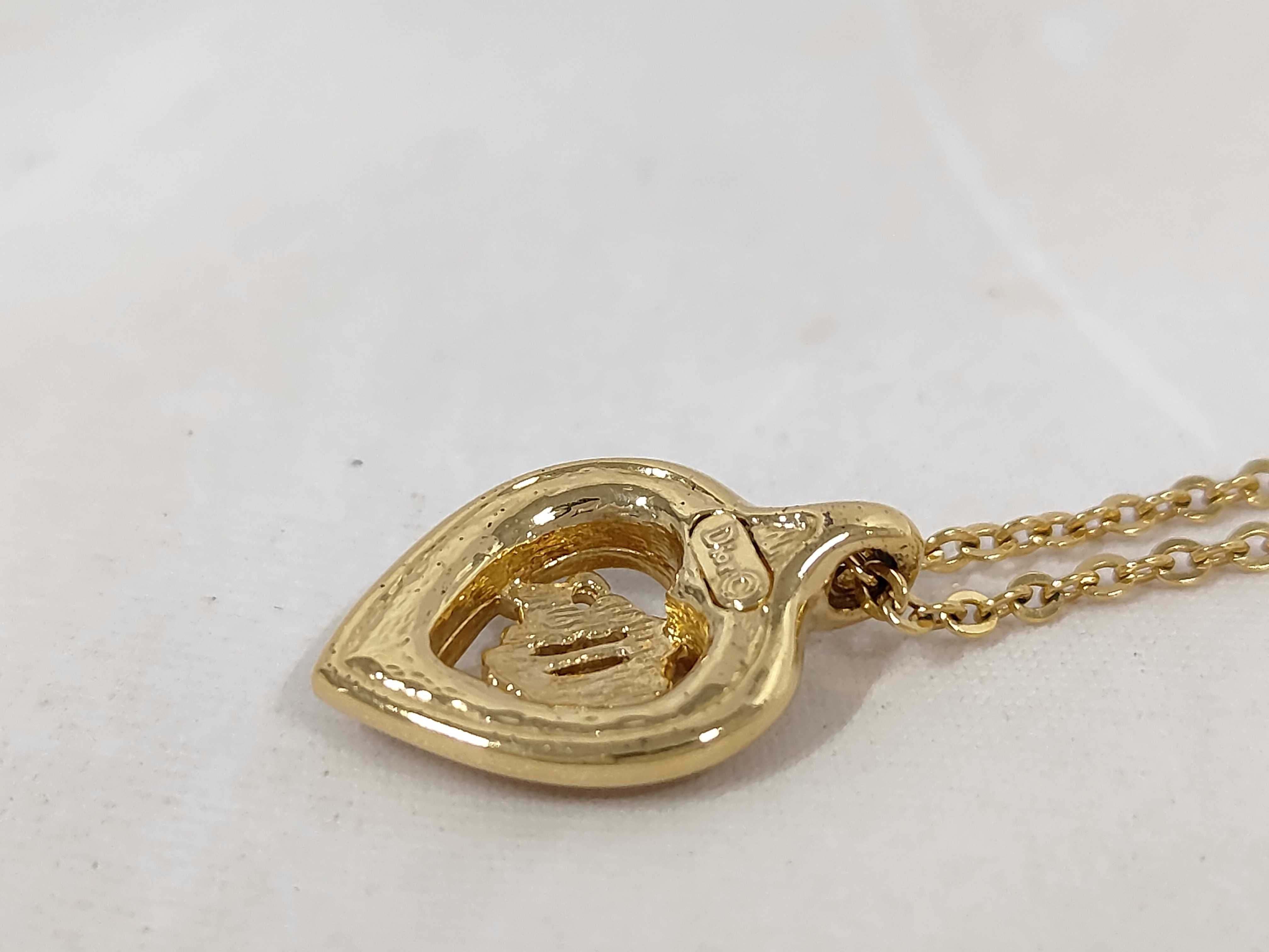 Heart Rhinestone Necklace, Gold Necklace — view 3
